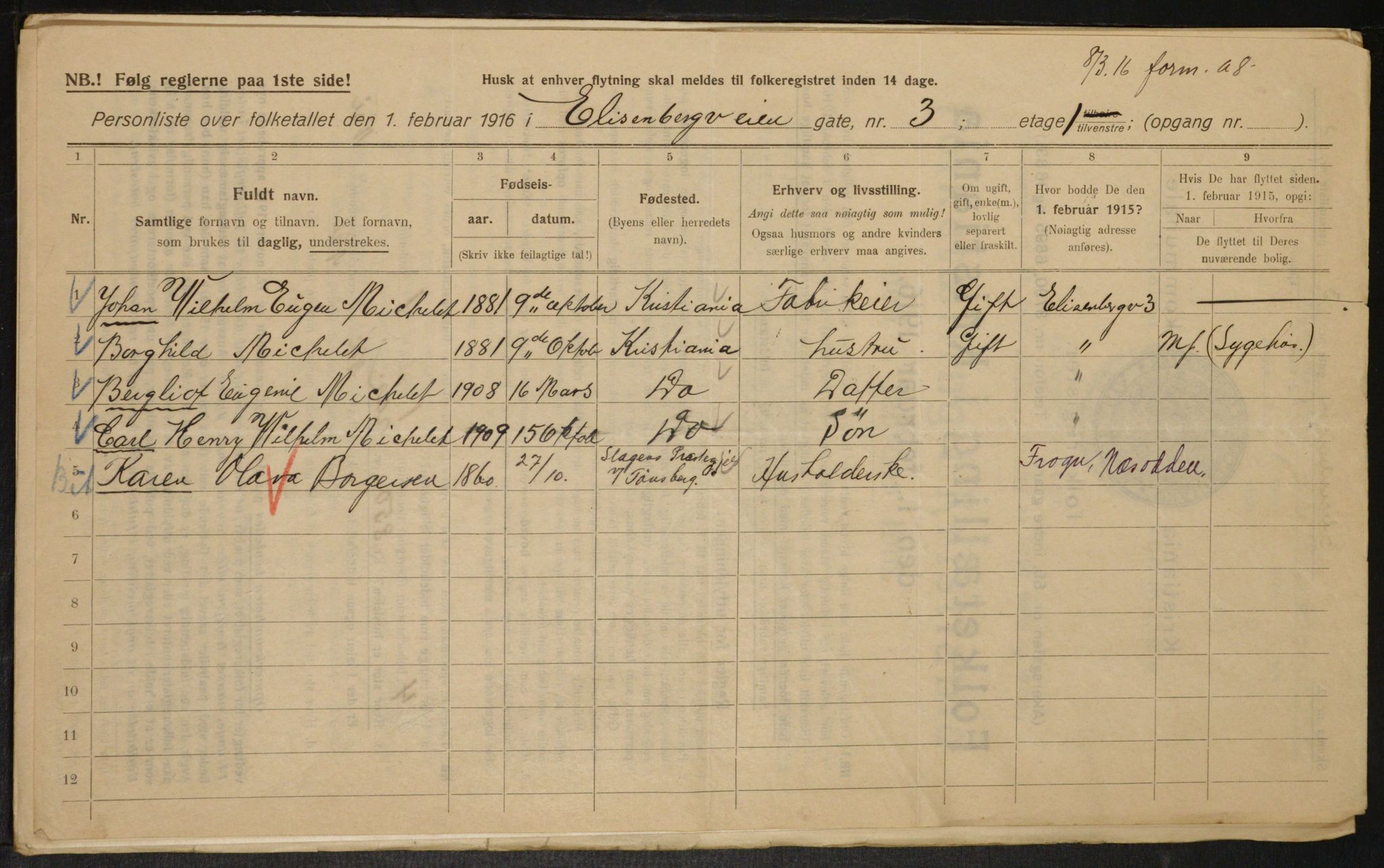 OBA, Municipal Census 1916 for Kristiania, 1916, p. 20755