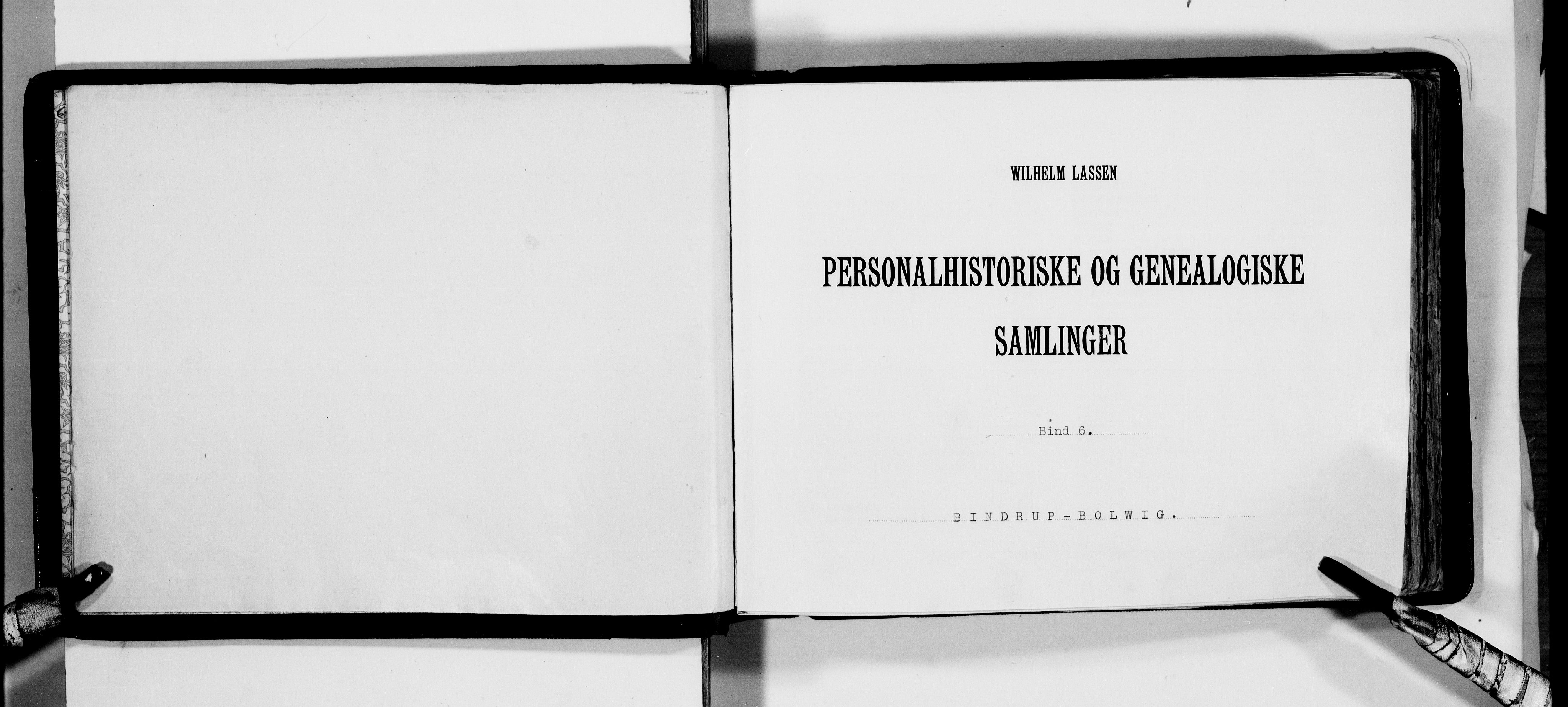 Lassens samlinger, AV/RA-PA-0051/F/Fa/L0006: Personalhistoriske og genealogiske opptegnelser: Bindrup - Bolwig, 1500-1907