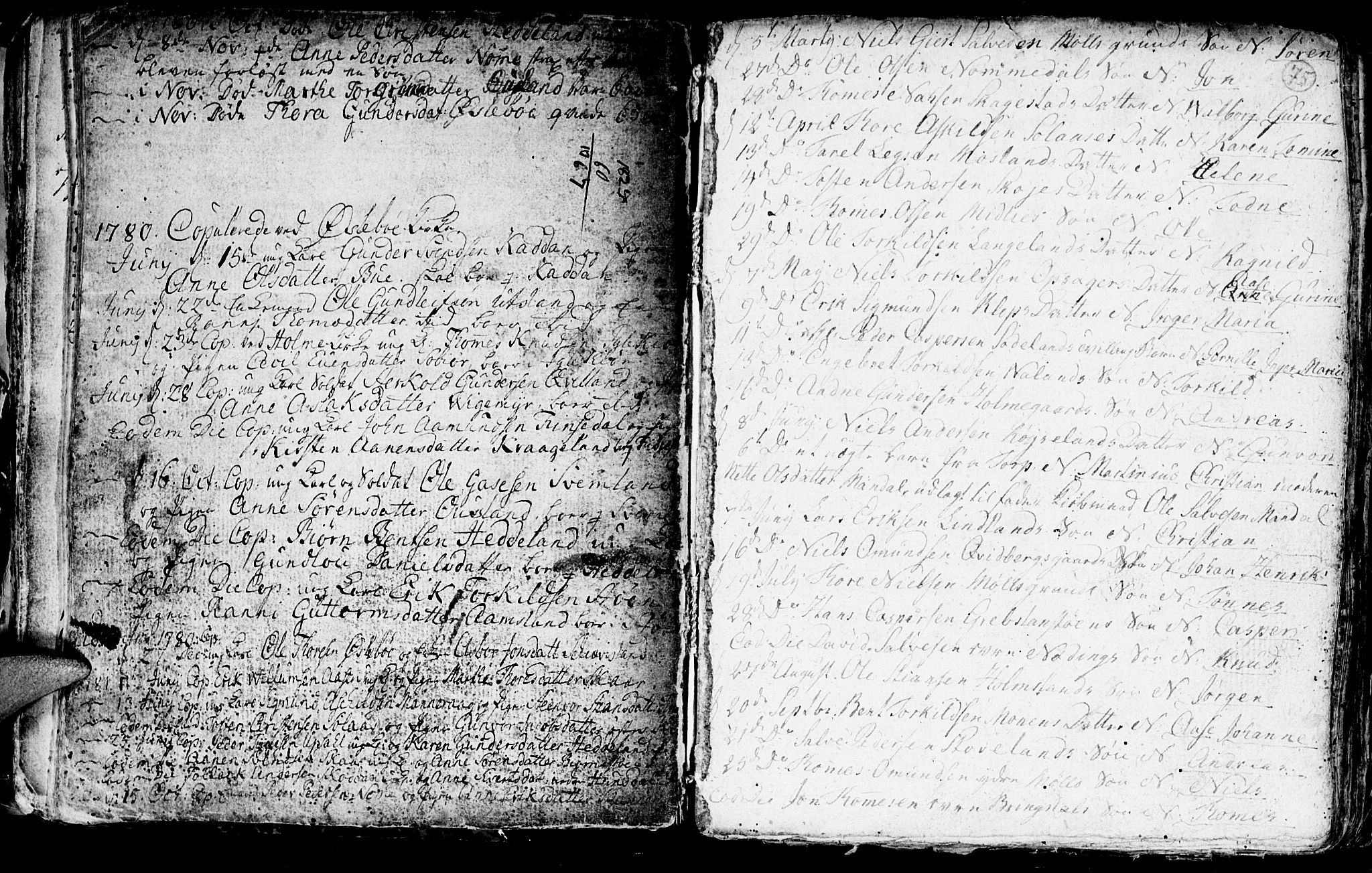 Holum sokneprestkontor, AV/SAK-1111-0022/F/Fb/Fba/L0001: Parish register (copy) no. B 1 /2, 1770-1802, p. 75