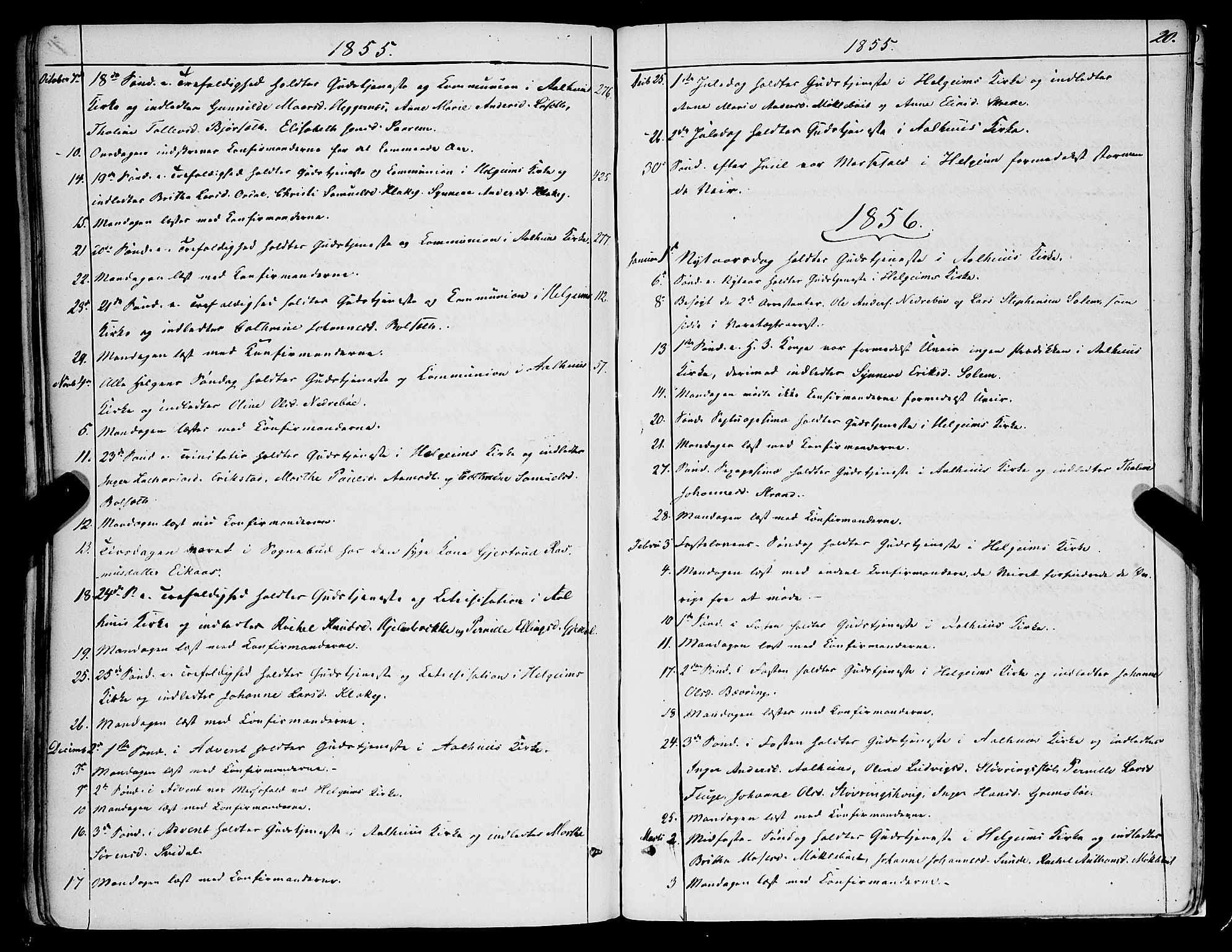 Jølster sokneprestembete, AV/SAB-A-80701/H/Haa/Haaa/L0010: Parish register (official) no. A 10, 1847-1865, p. 20