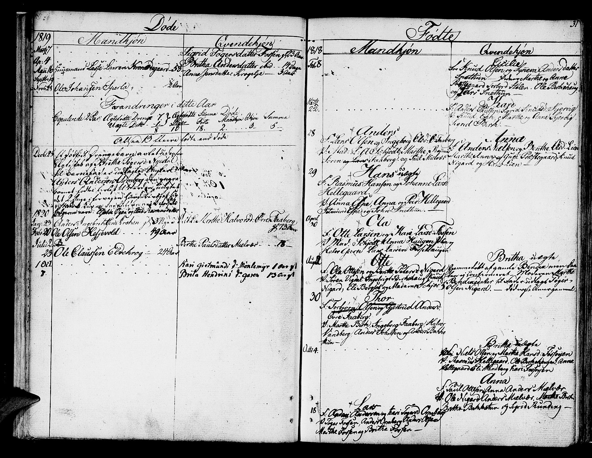 Jostedal sokneprestembete, SAB/A-80601/H/Haa/Haaa/L0003: Parish register (official) no. A 3, 1807-1837, p. 31