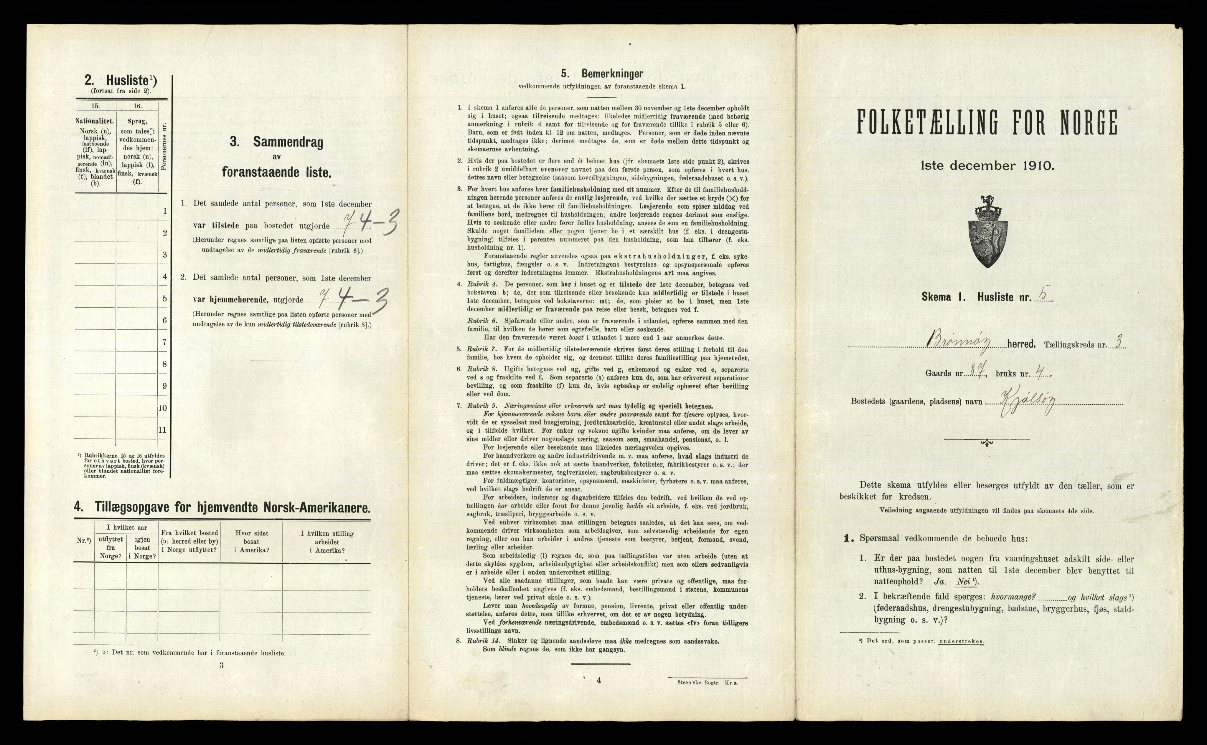 RA, 1910 census for Brønnøy, 1910, p. 195