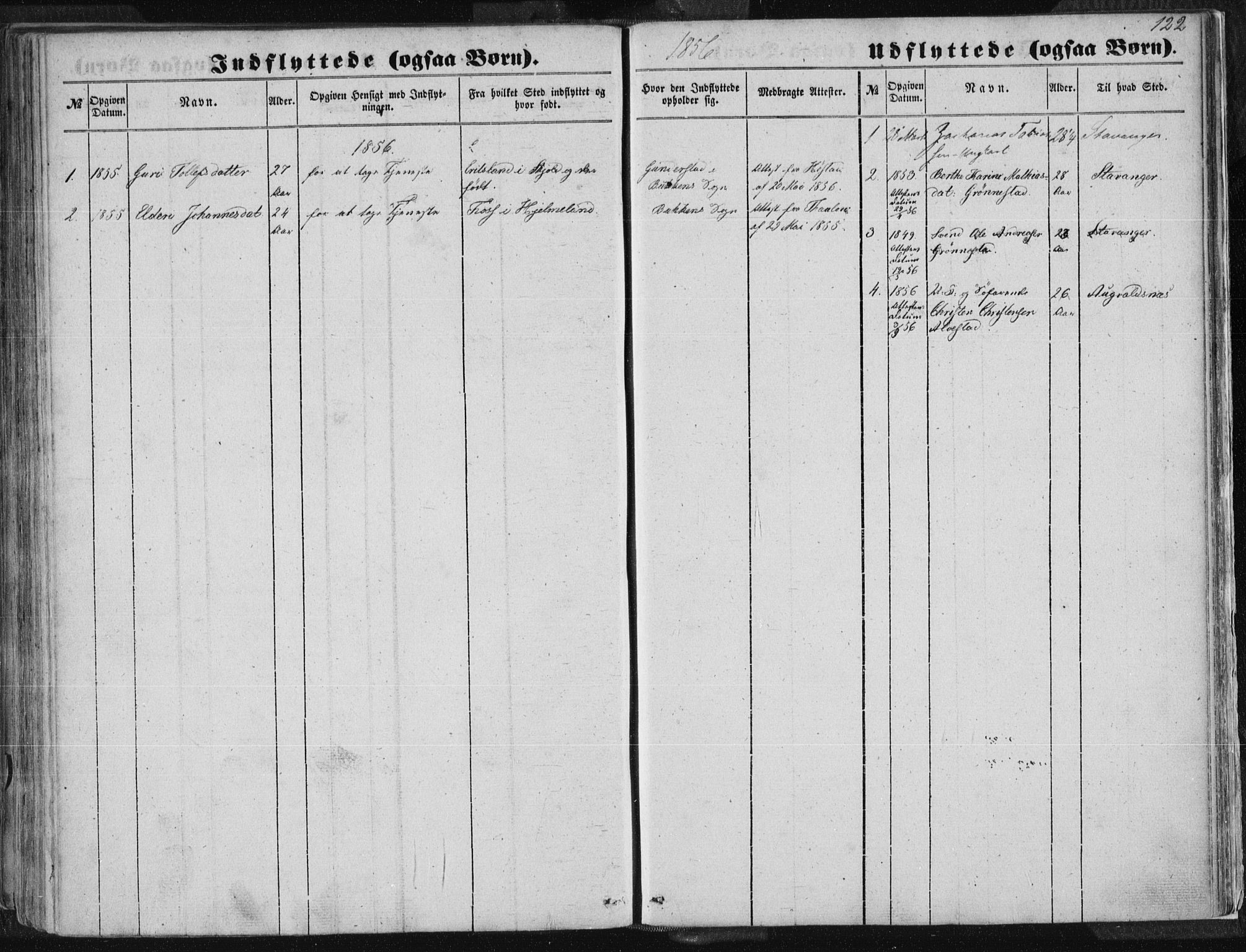 Tysvær sokneprestkontor, SAST/A -101864/H/Ha/Haa/L0002: Parish register (official) no. A 2, 1847-1856, p. 122