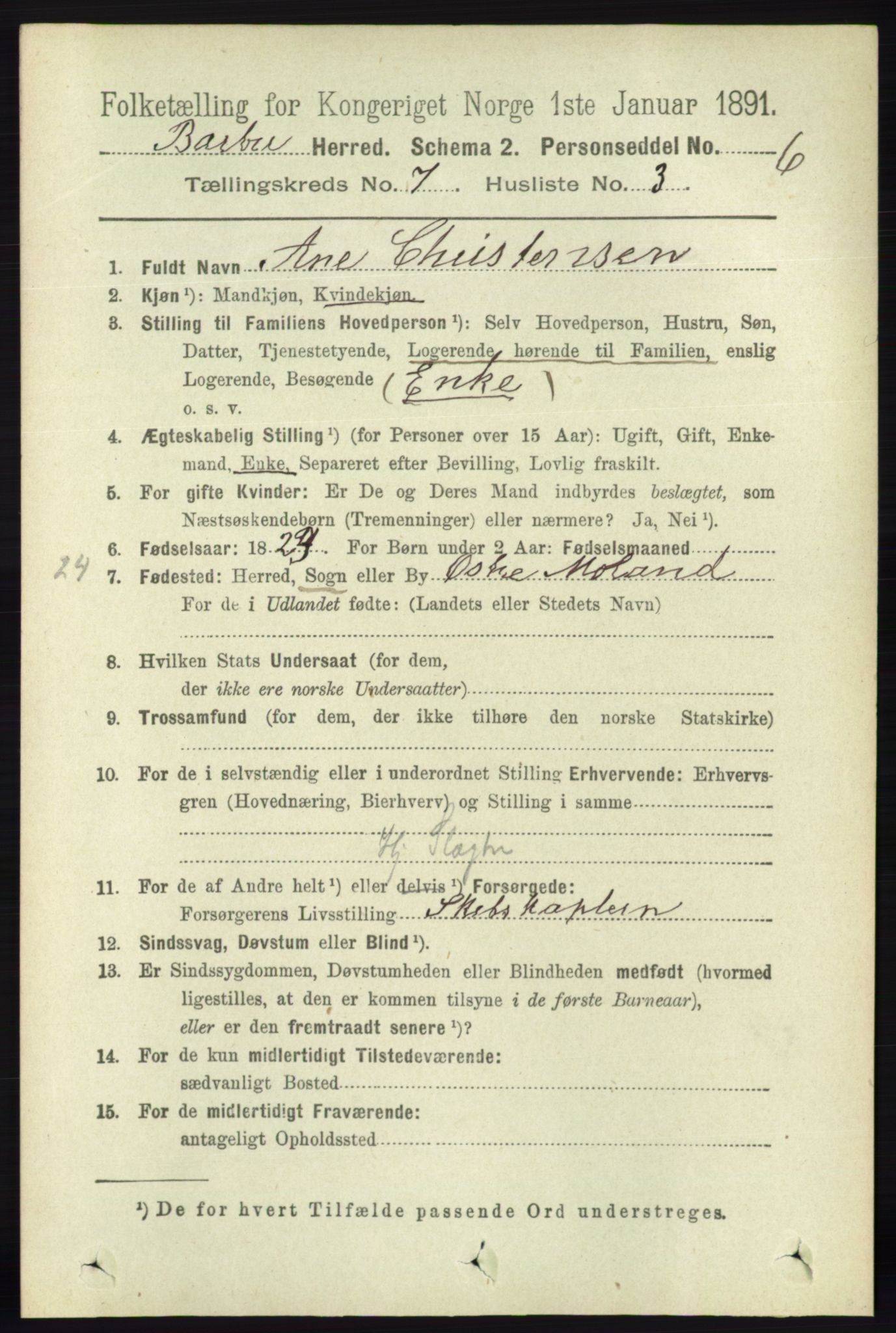 RA, 1891 census for 0990 Barbu, 1891, p. 5069