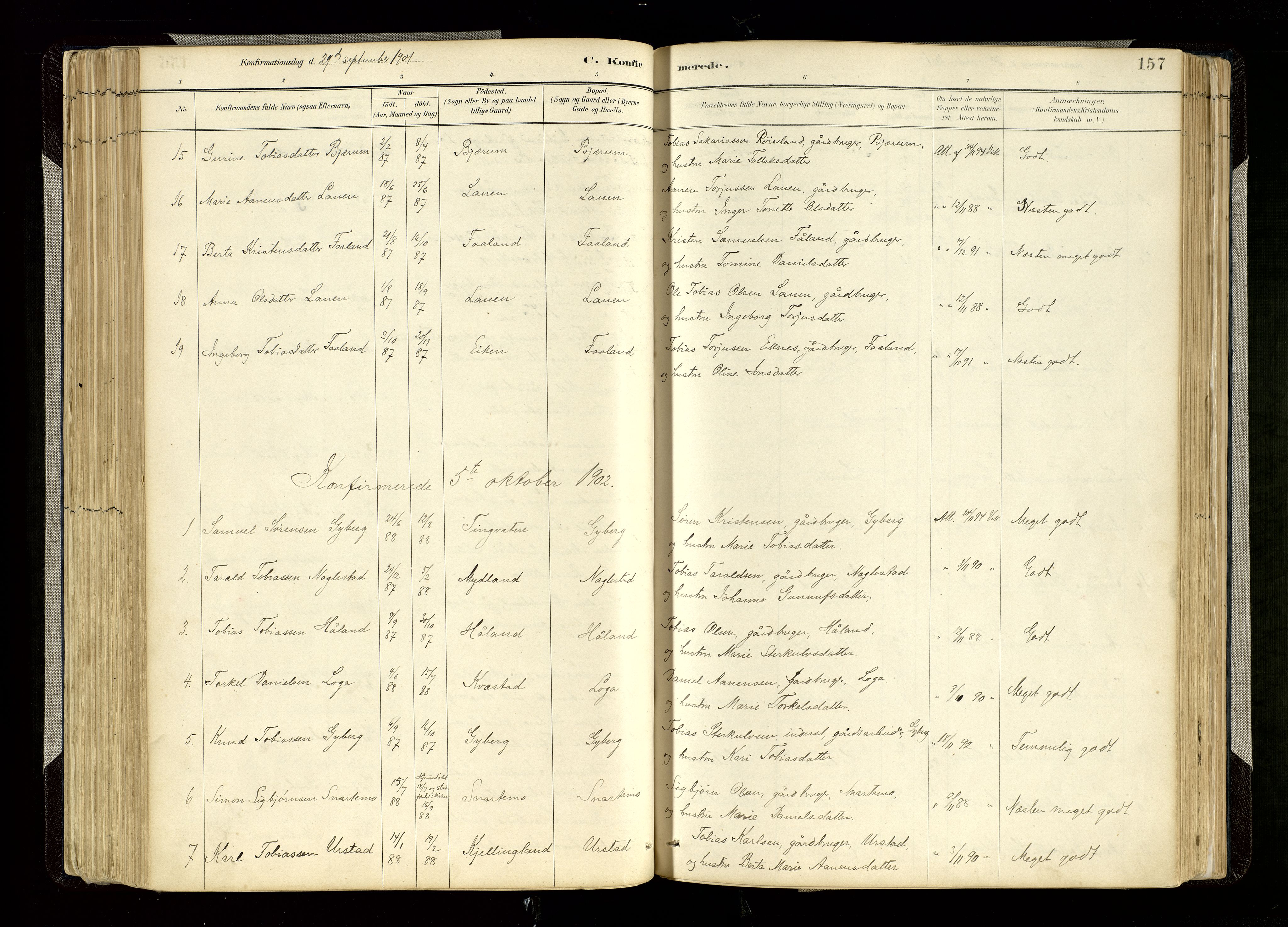 Hægebostad sokneprestkontor, SAK/1111-0024/F/Fa/Faa/L0006: Parish register (official) no. A 6, 1887-1929, p. 157