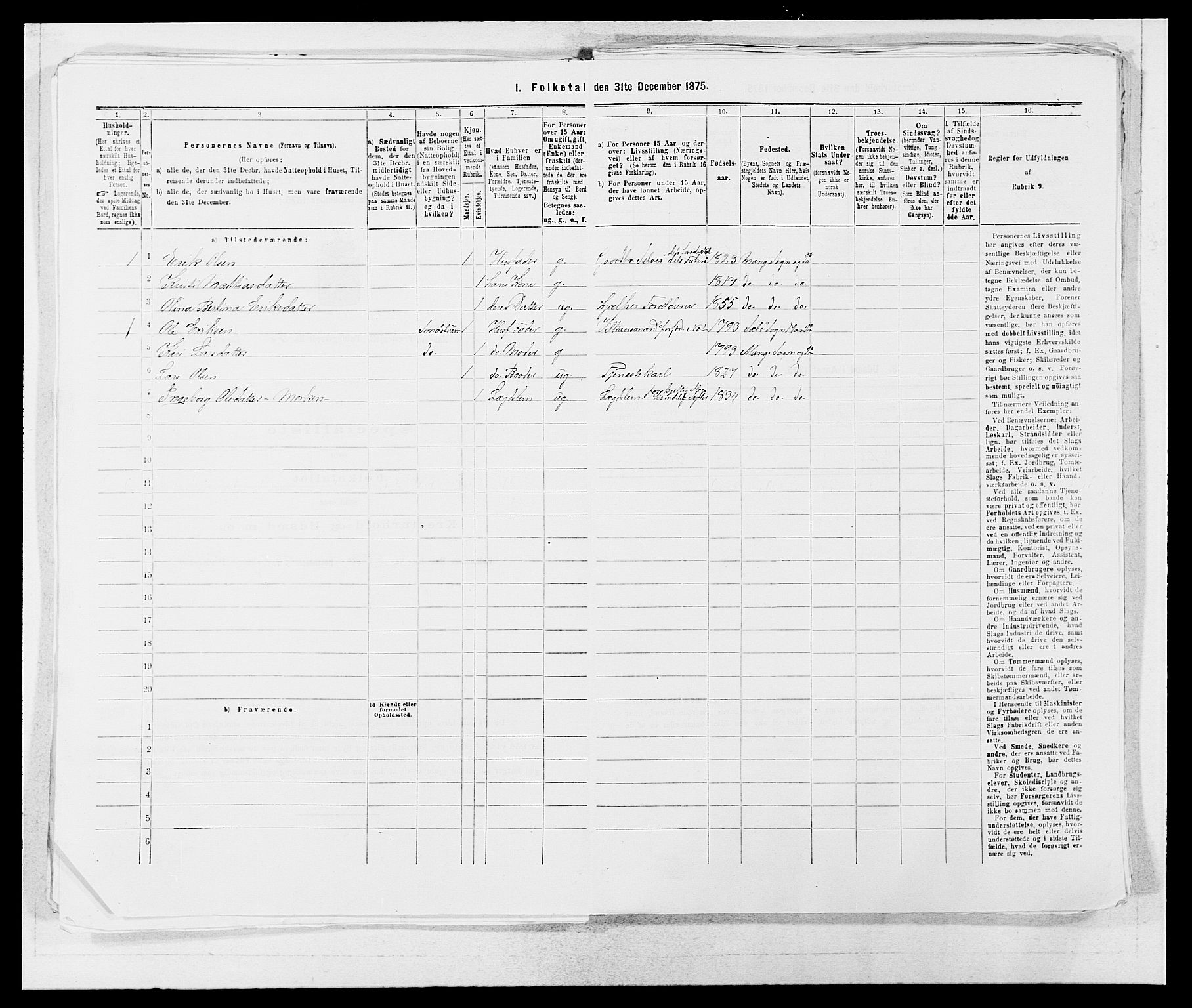 SAB, 1875 census for 1261P Manger, 1875, p. 927