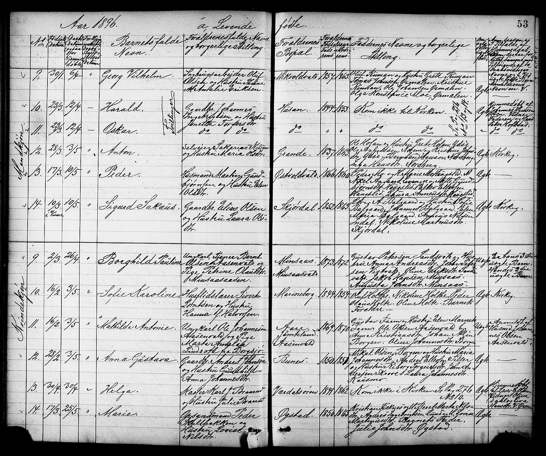 Ministerialprotokoller, klokkerbøker og fødselsregistre - Nord-Trøndelag, AV/SAT-A-1458/723/L0257: Parish register (copy) no. 723C05, 1890-1907, p. 53