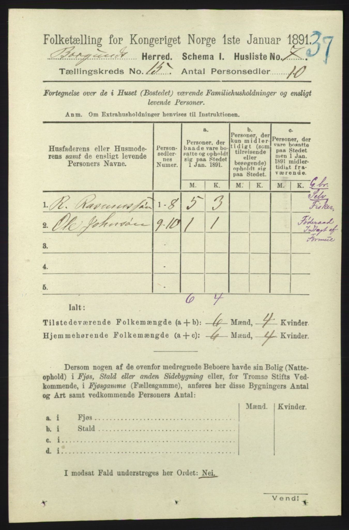 RA, 1891 census for 1531 Borgund, 1891, p. 4447