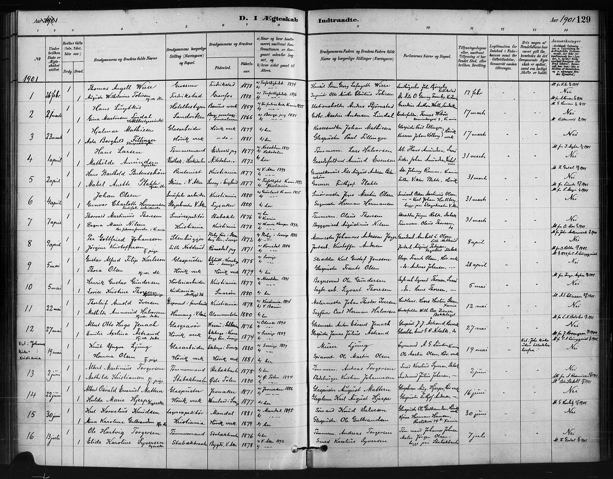 Asker prestekontor Kirkebøker, SAO/A-10256a/F/Fc/L0002: Parish register (official) no. III 2, 1879-1904, p. 129