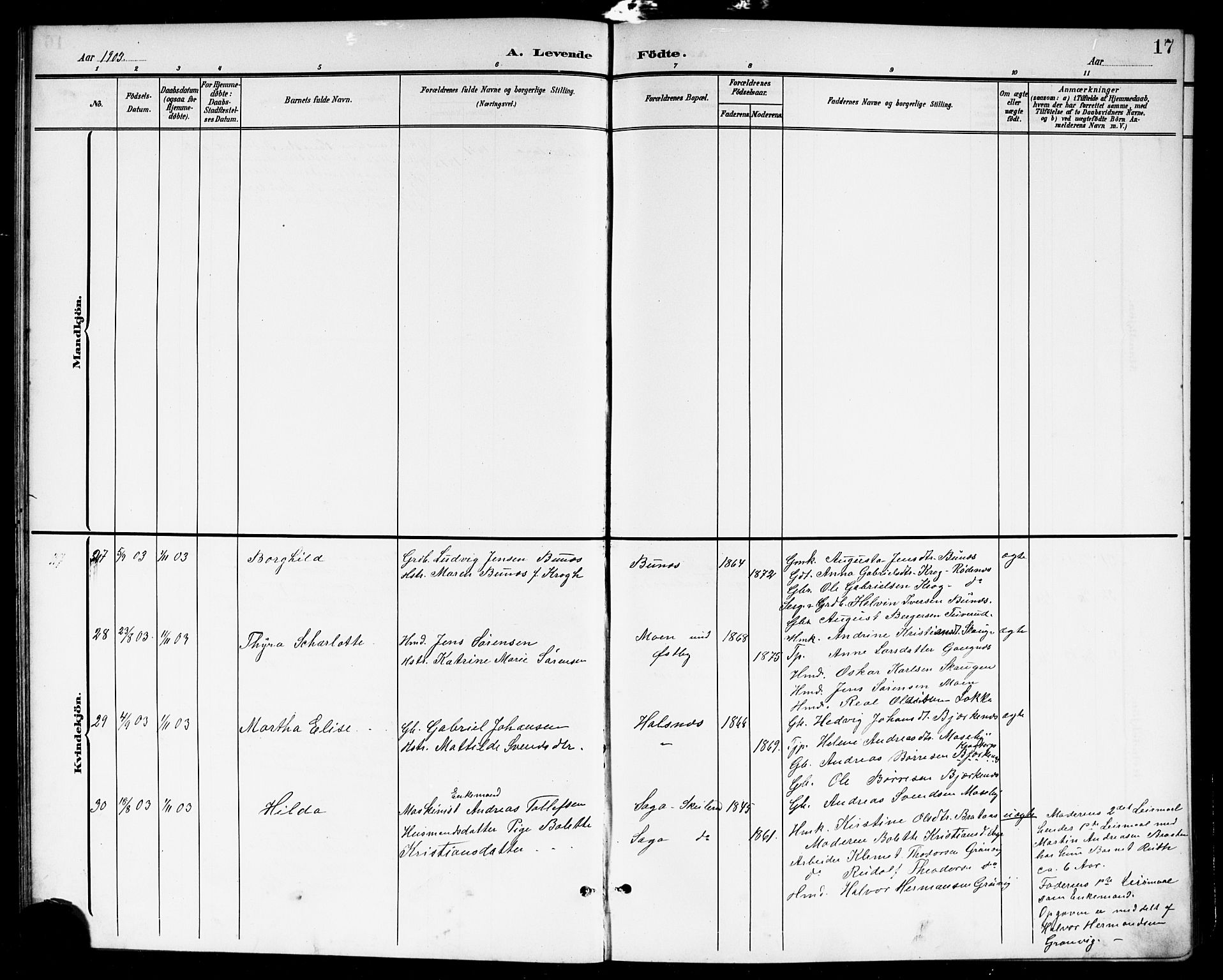 Høland prestekontor Kirkebøker, AV/SAO-A-10346a/G/Gb/L0001: Parish register (copy) no. II 1, 1902-1919, p. 17