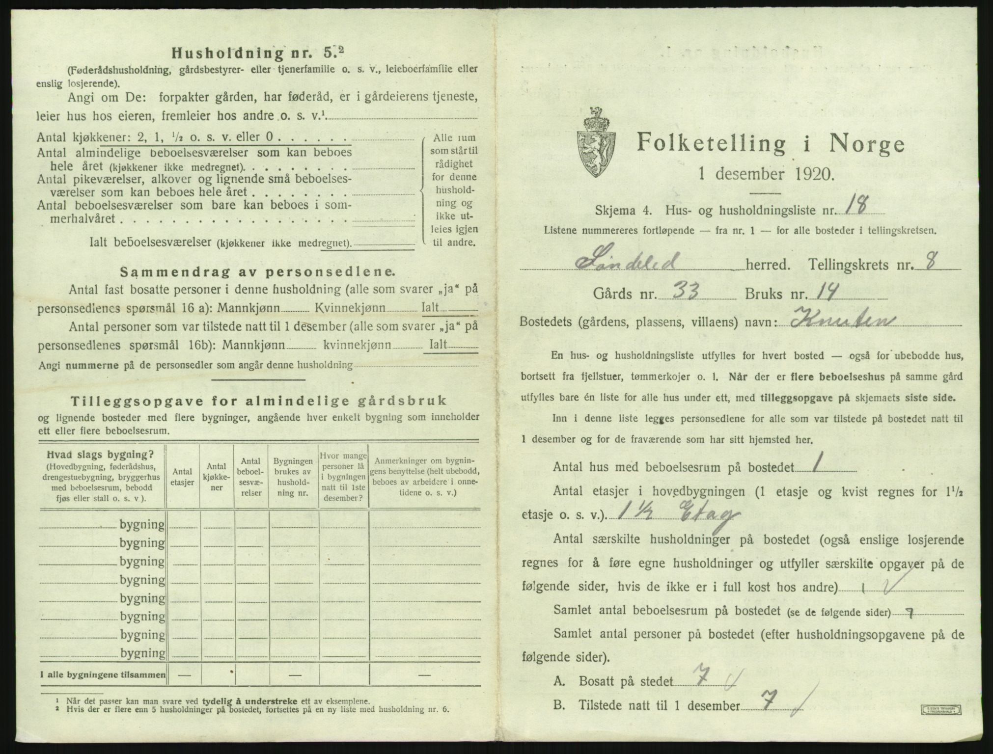 SAK, 1920 census for Søndeled, 1920, p. 737