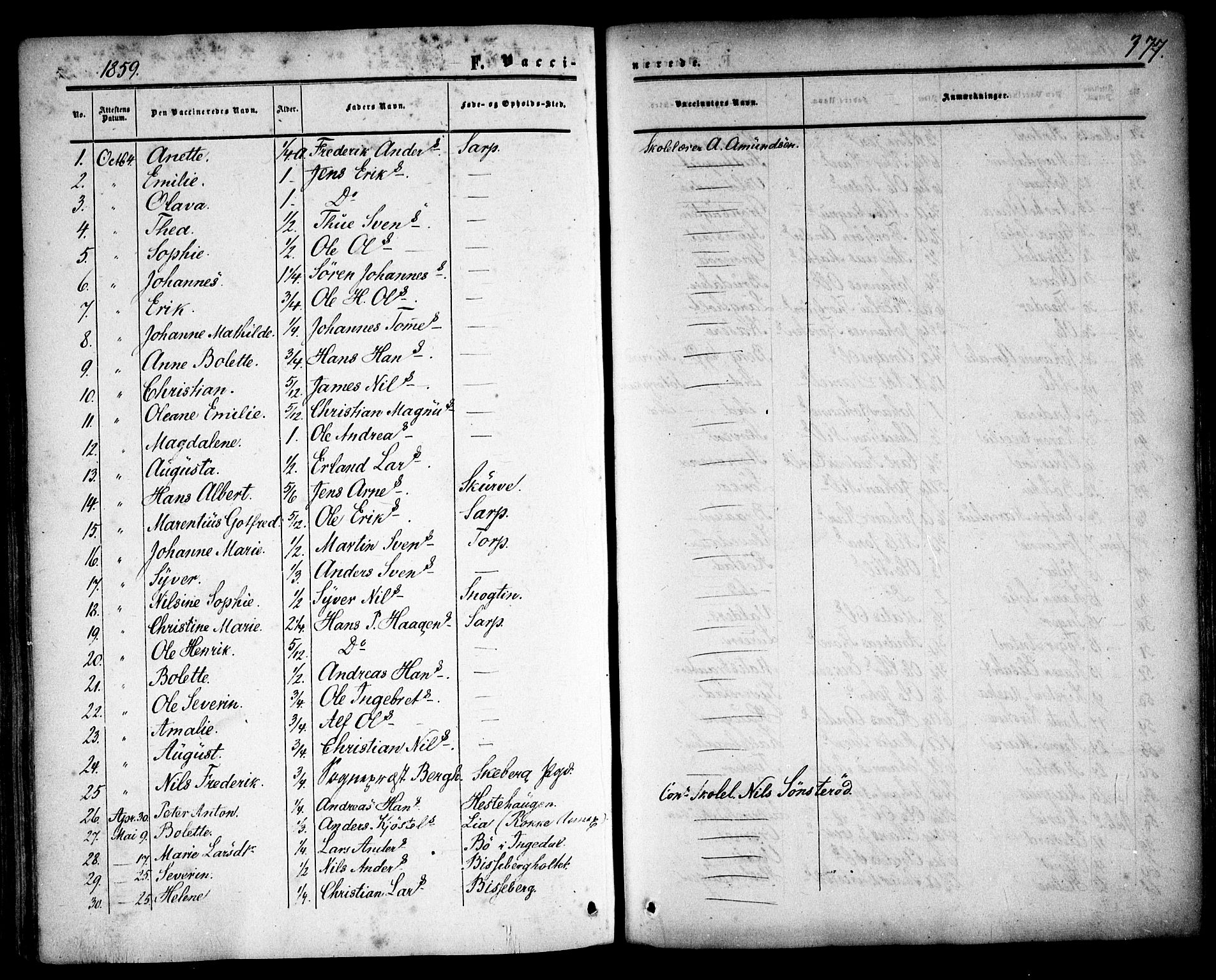 Skjeberg prestekontor Kirkebøker, SAO/A-10923/F/Fa/L0007: Parish register (official) no. I 7, 1859-1868, p. 377