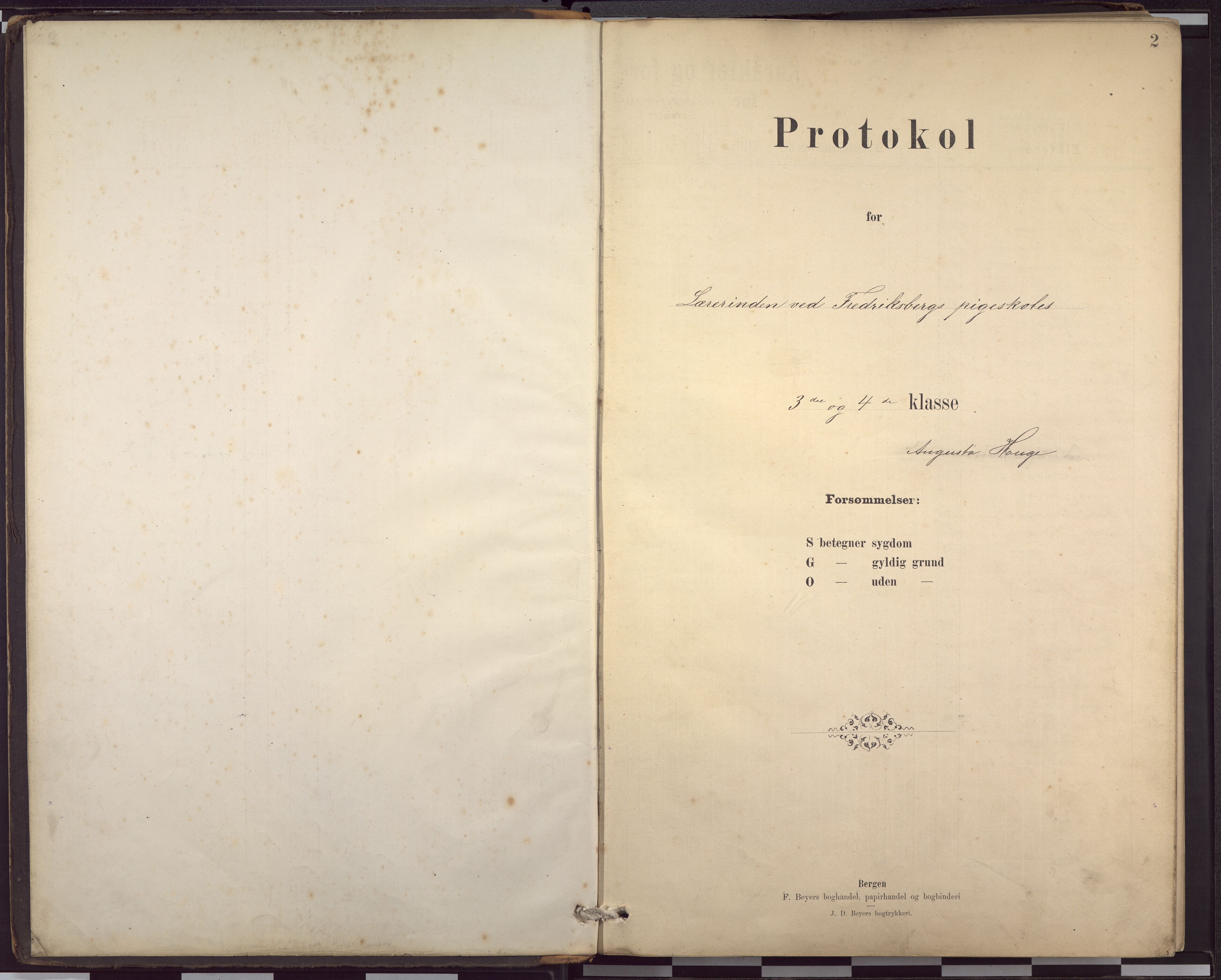 Nordnes skole, BBA/A-0316/G/Gd/Gda/L0004: Karakter-, fraværs- og inventarprotokoll , 1885-1893