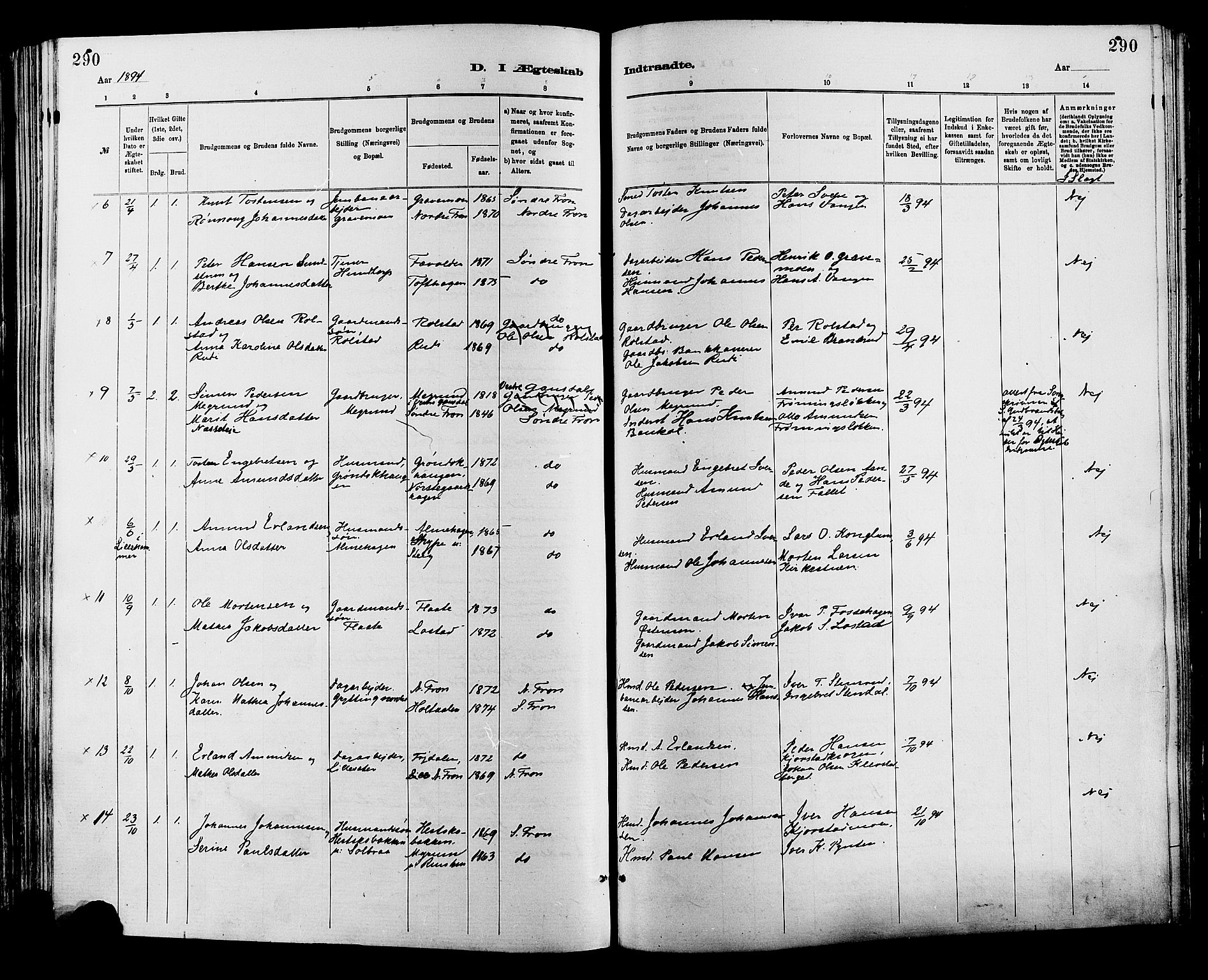 Sør-Fron prestekontor, AV/SAH-PREST-010/H/Ha/Haa/L0003: Parish register (official) no. 3, 1881-1897, p. 290