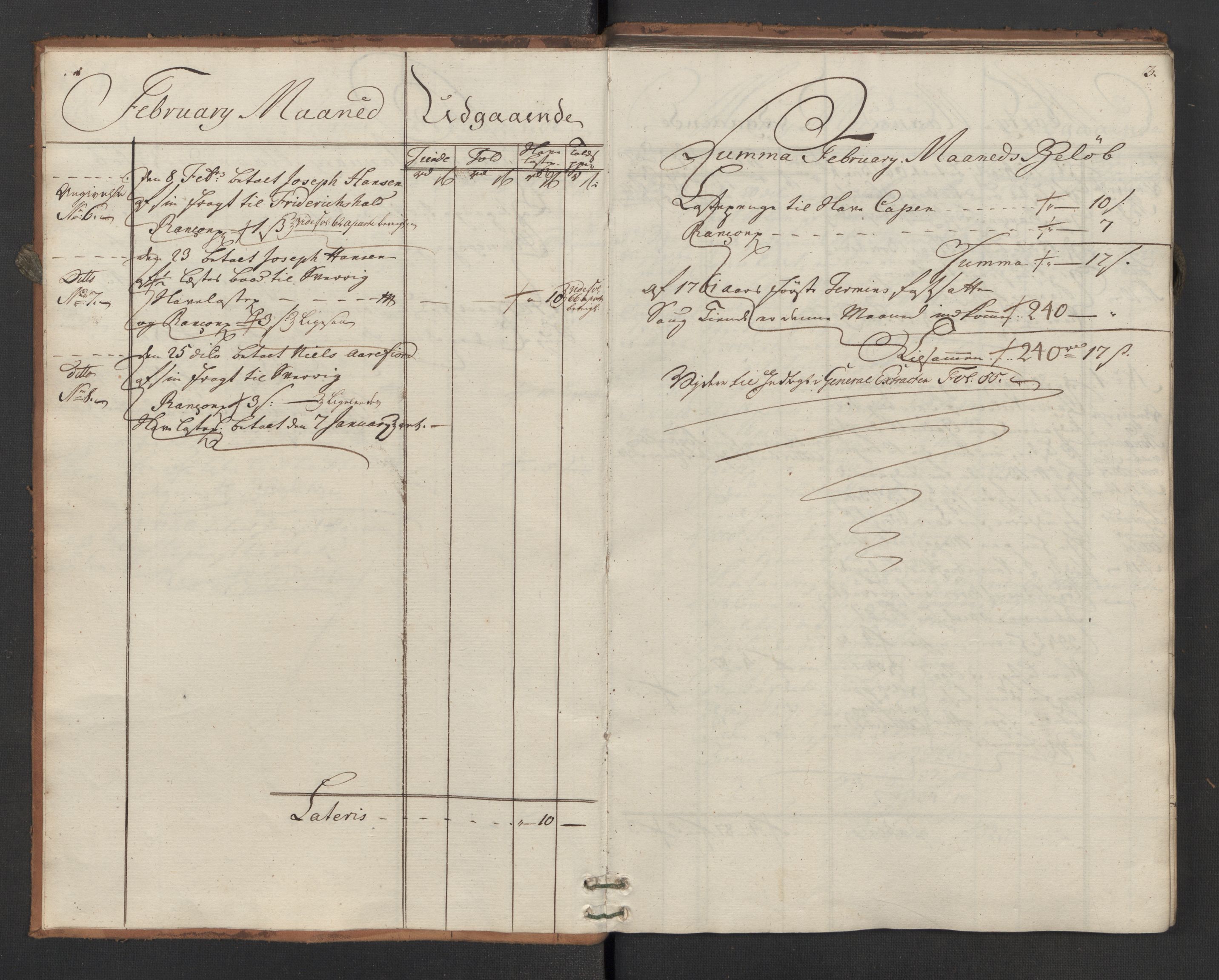 Generaltollkammeret, tollregnskaper, AV/RA-EA-5490/R02/L0035/0001: Tollregnskaper Fredrikstad / Utgående hovedtollbok, 1762, p. 2b-3a