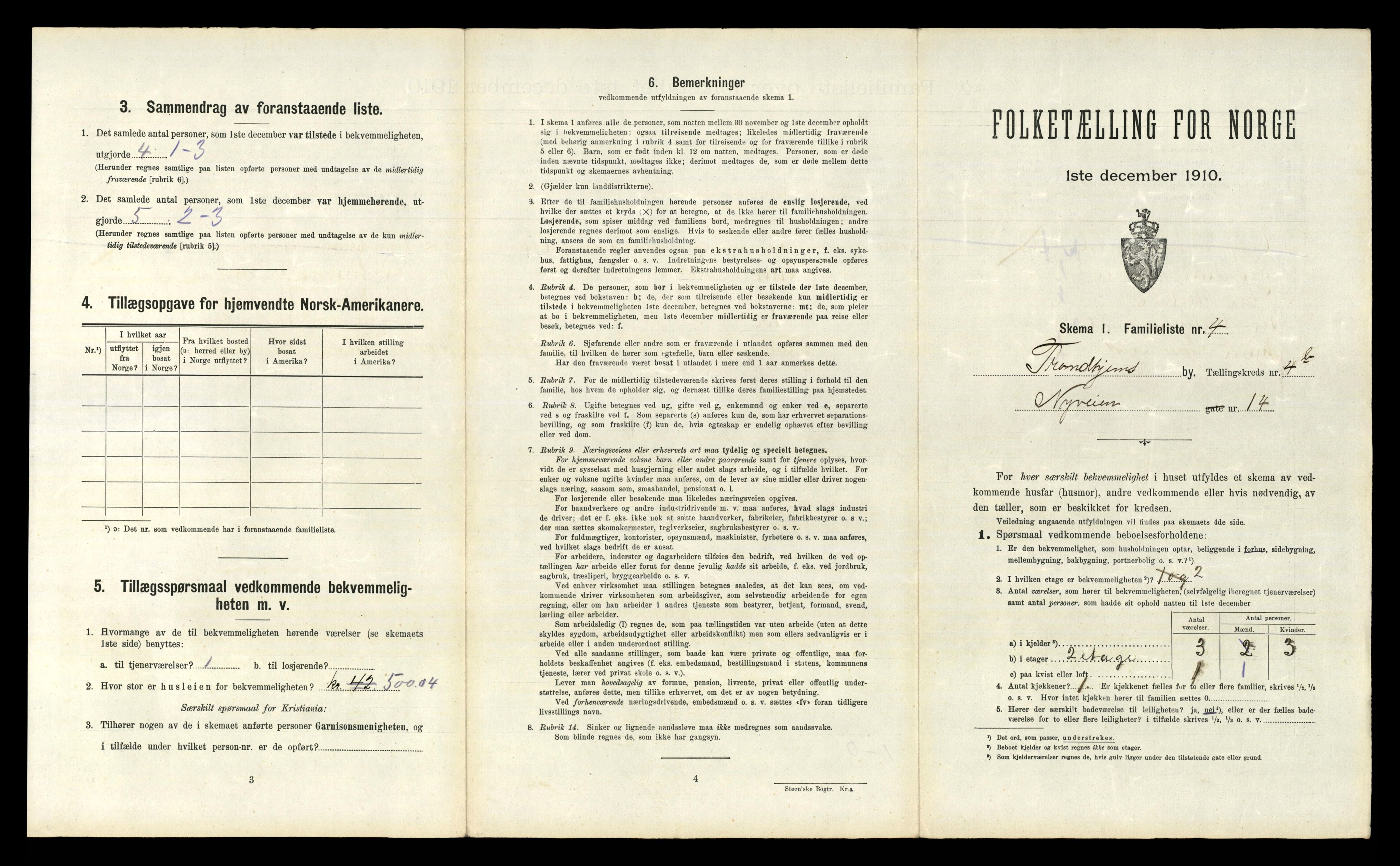 RA, 1910 census for Trondheim, 1910, p. 1075