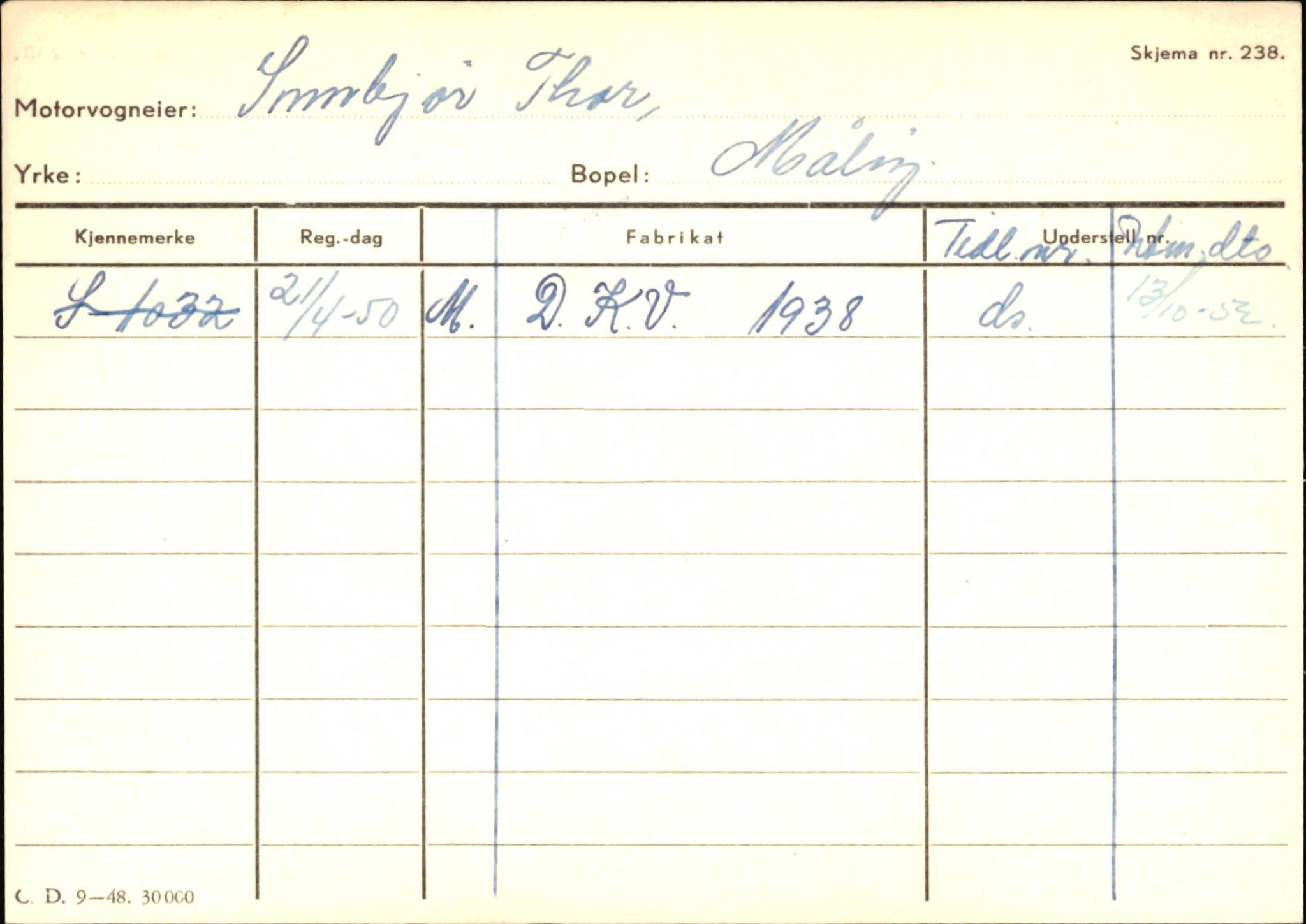 Statens vegvesen, Sogn og Fjordane vegkontor, AV/SAB-A-5301/4/F/L0145: Registerkort Vågsøy S-Å. Årdal I-P, 1945-1975, p. 125