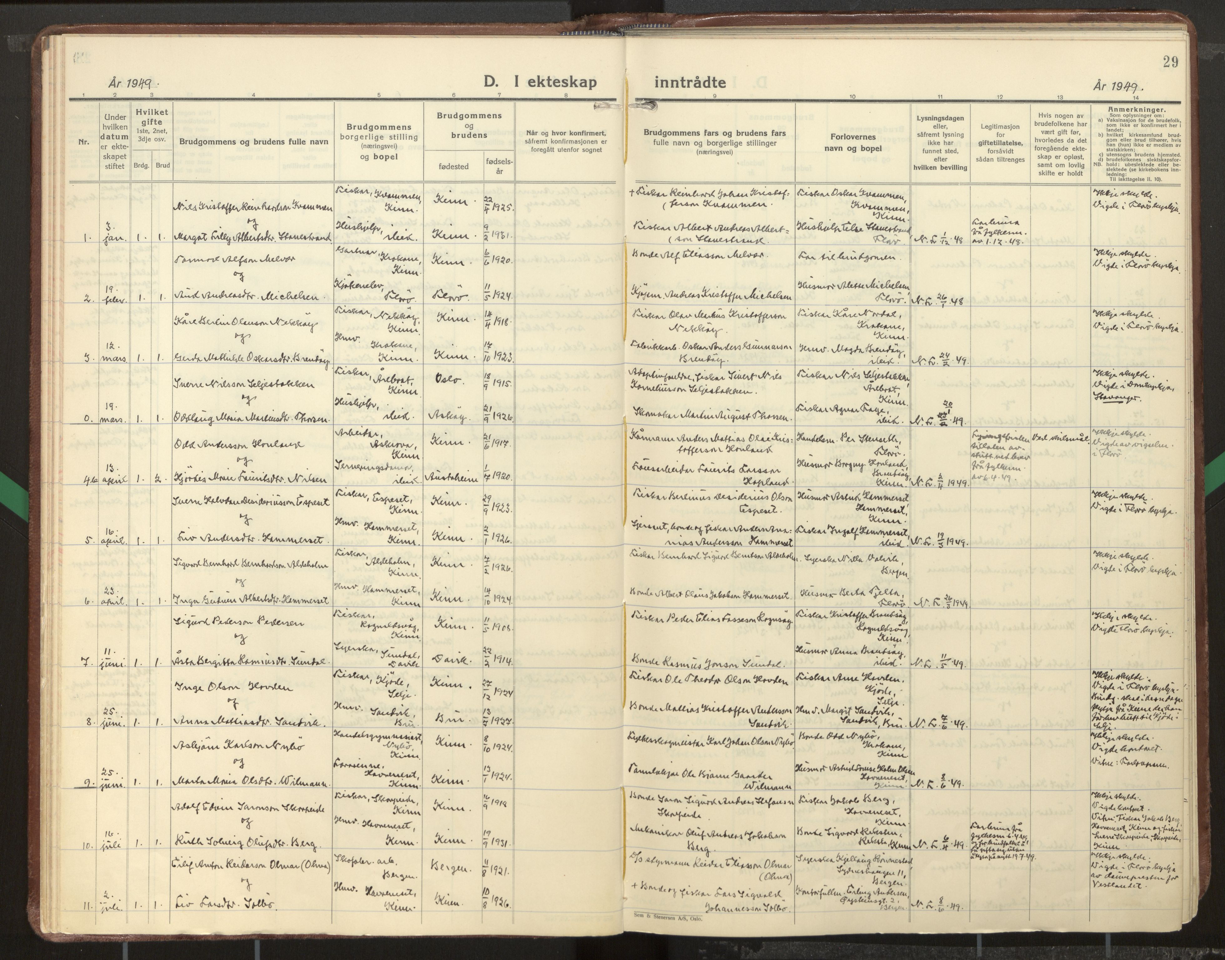 Kinn sokneprestembete, AV/SAB-A-80801/H/Haa/Haab/L0012: Parish register (official) no. B 12, 1937-1968, p. 29