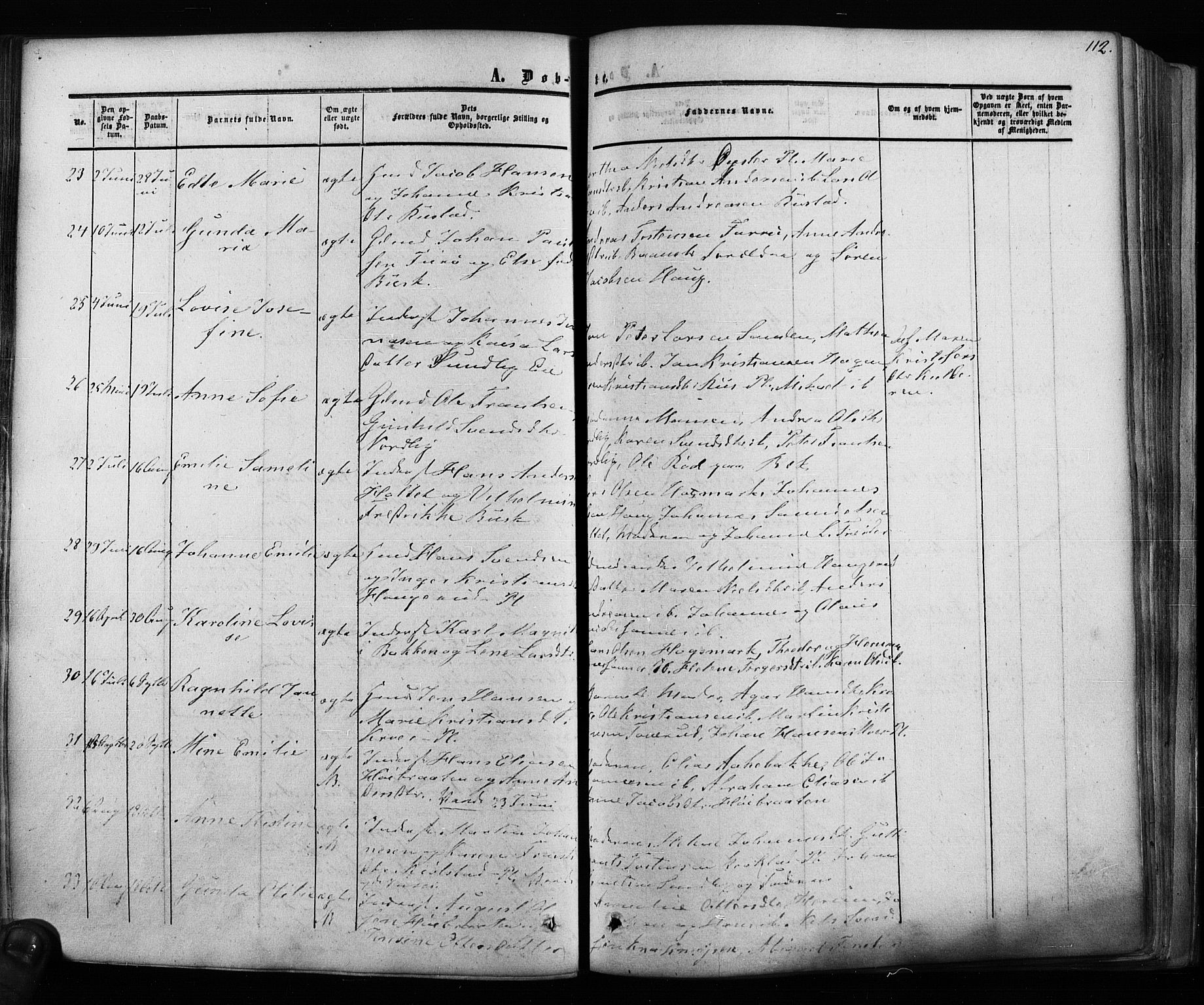 Ås prestekontor Kirkebøker, SAO/A-10894/F/Fa/L0007: Parish register (official) no. I 7, 1854-1870, p. 112