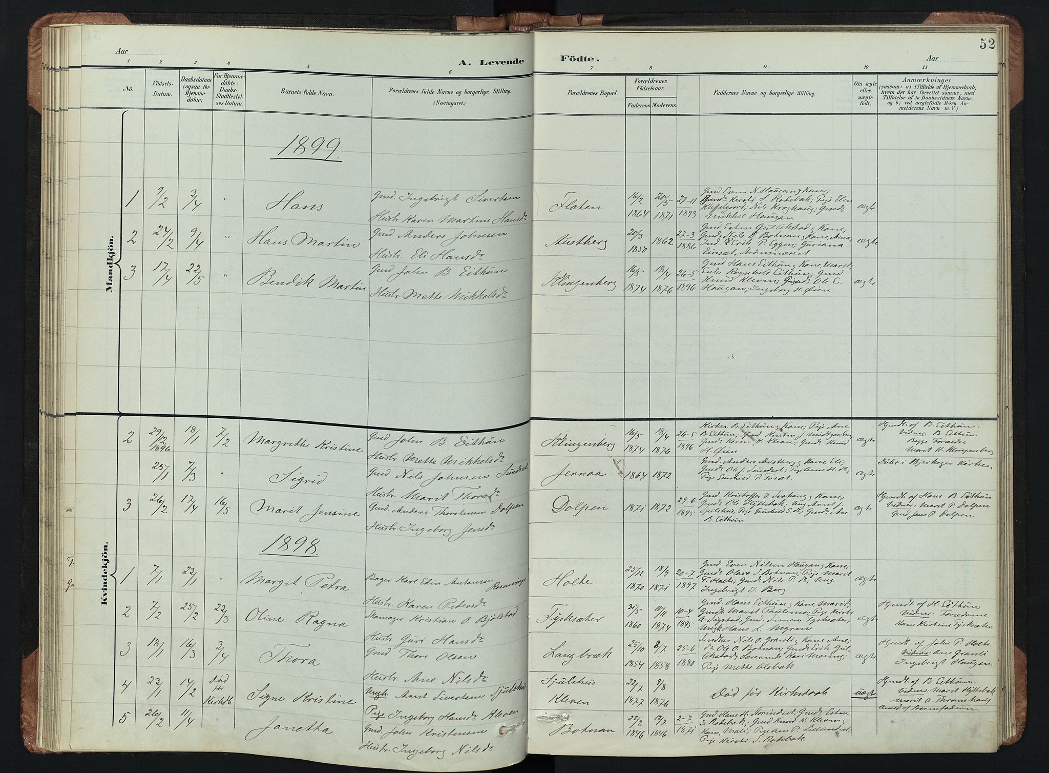 Kvikne prestekontor, SAH/PREST-064/H/Ha/Hab/L0002: Parish register (copy) no. 2, 1859-1901, p. 52