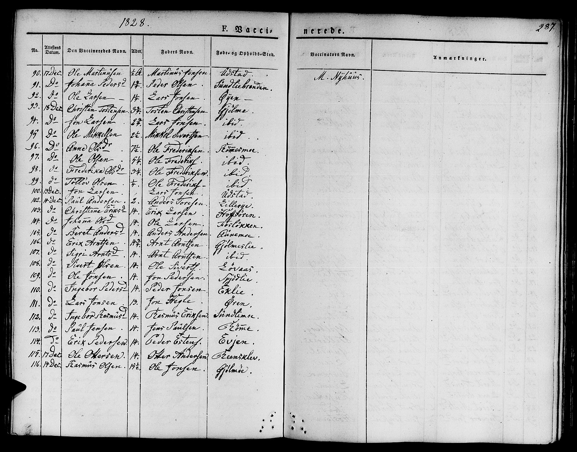 Ministerialprotokoller, klokkerbøker og fødselsregistre - Sør-Trøndelag, AV/SAT-A-1456/668/L0804: Parish register (official) no. 668A04, 1826-1839, p. 287