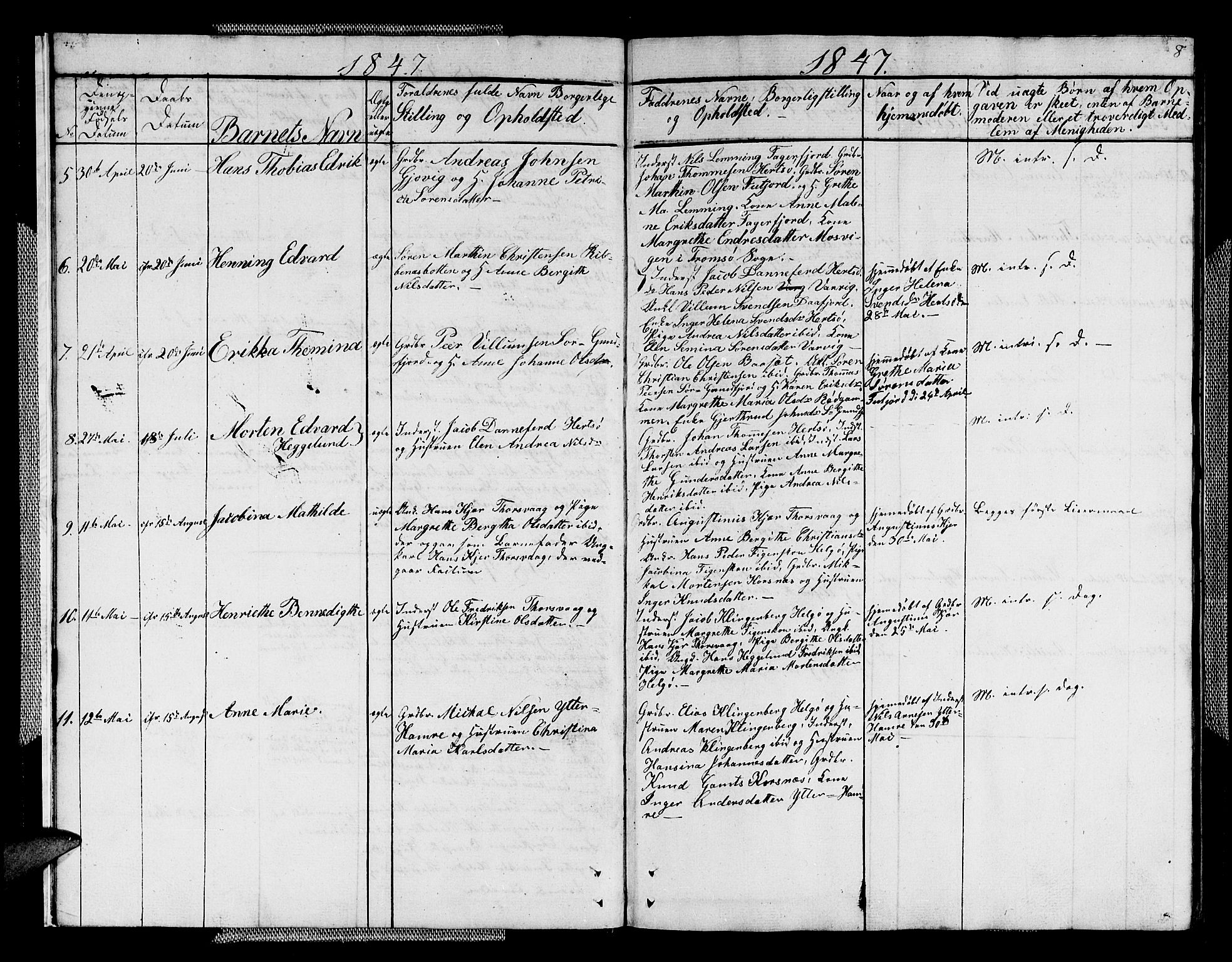 Karlsøy sokneprestembete, SATØ/S-1299/H/Ha/Hab/L0004klokker: Parish register (copy) no. 4, 1845-1870, p. 8