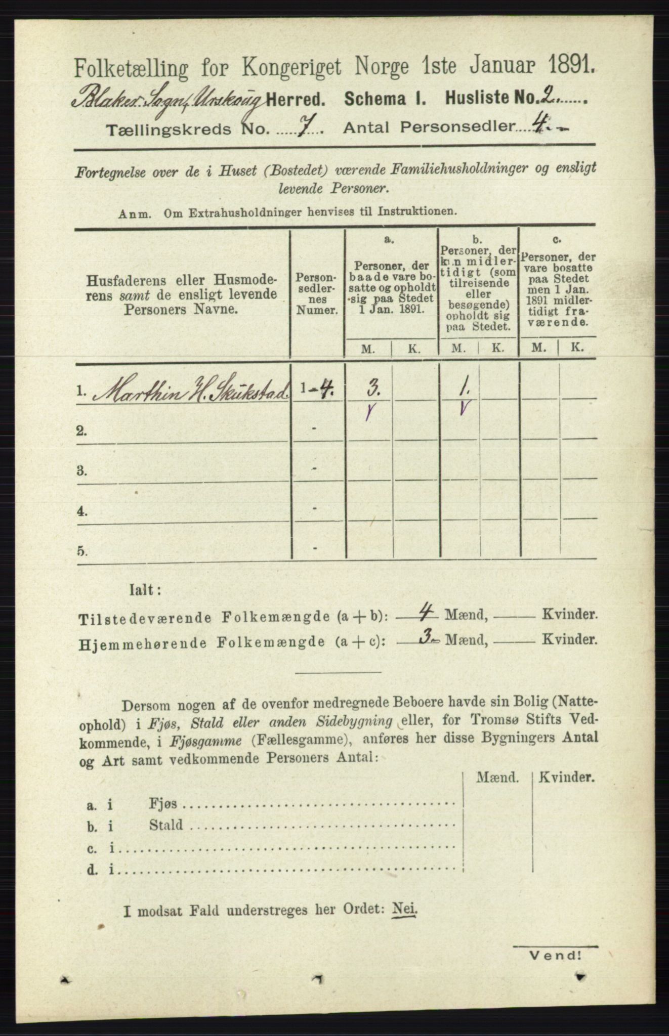 RA, 1891 census for 0224 Aurskog, 1891, p. 3163