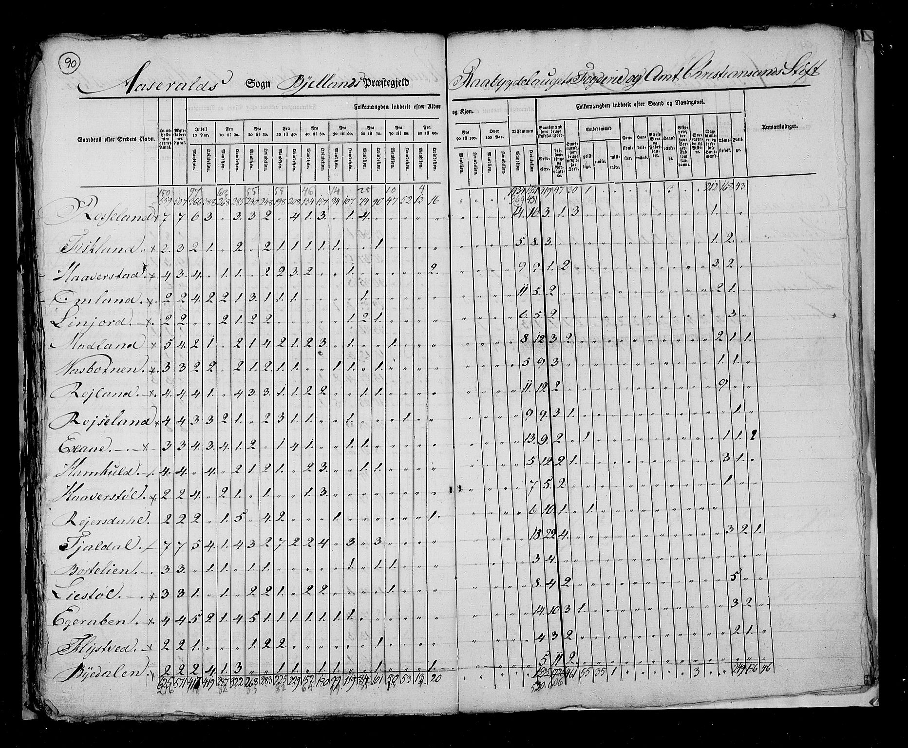 RA, Census 1825, vol. 10: Nedenes og Råbyggelaget amt, 1825, p. 90