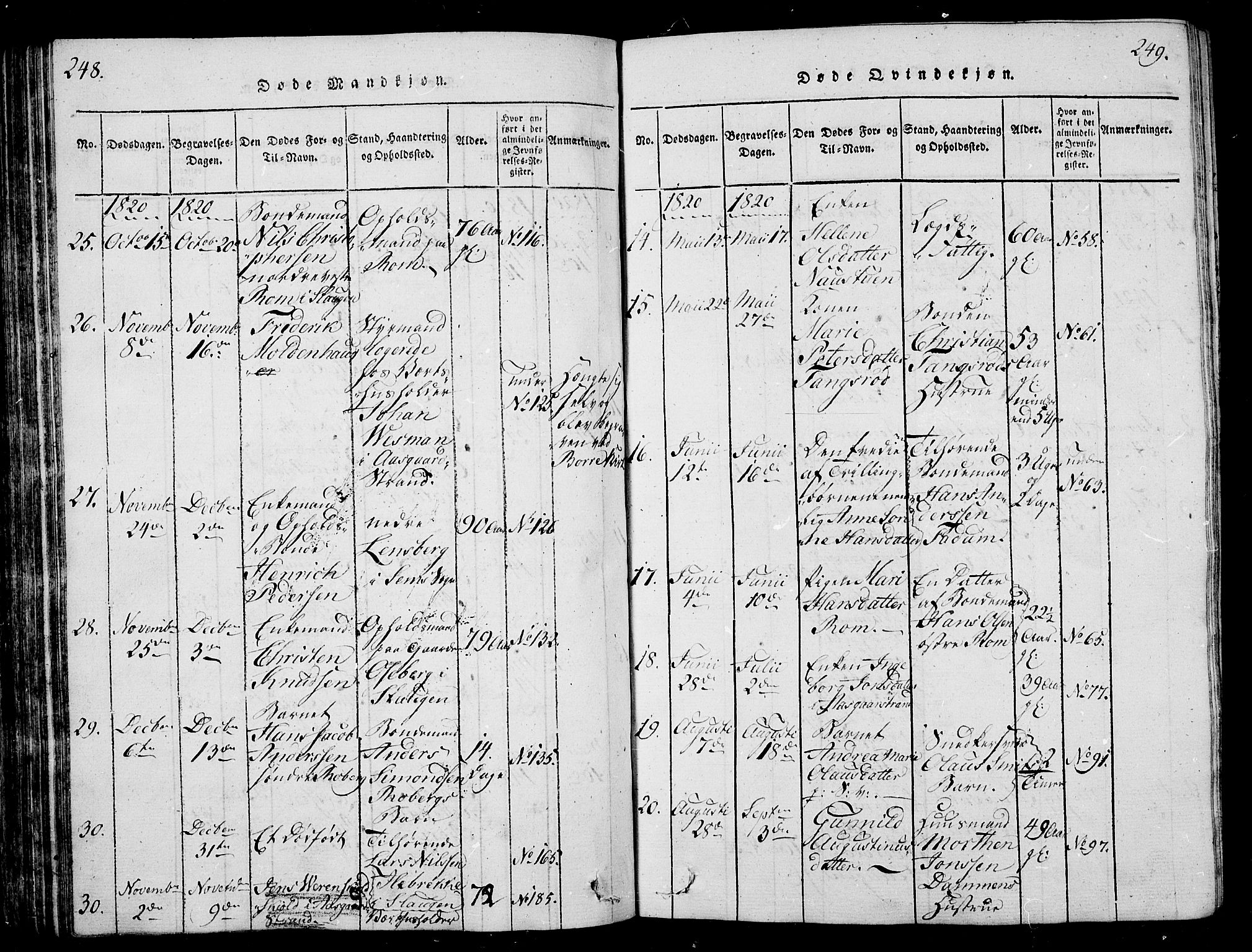 Sem kirkebøker, AV/SAKO-A-5/G/Ga/L0001: Parish register (copy) no. I 1, 1814-1825, p. 248-249