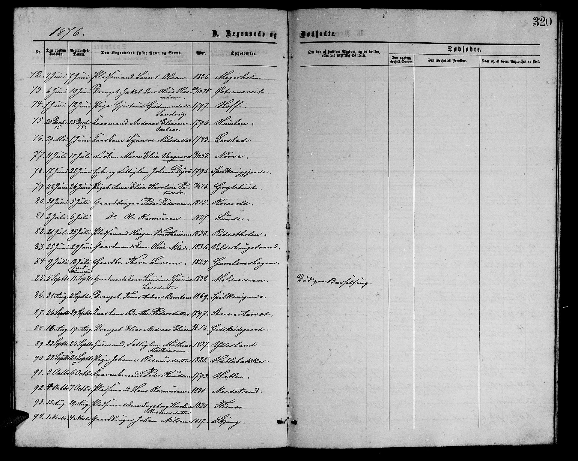 Ministerialprotokoller, klokkerbøker og fødselsregistre - Møre og Romsdal, AV/SAT-A-1454/528/L0428: Parish register (copy) no. 528C09, 1864-1880, p. 320