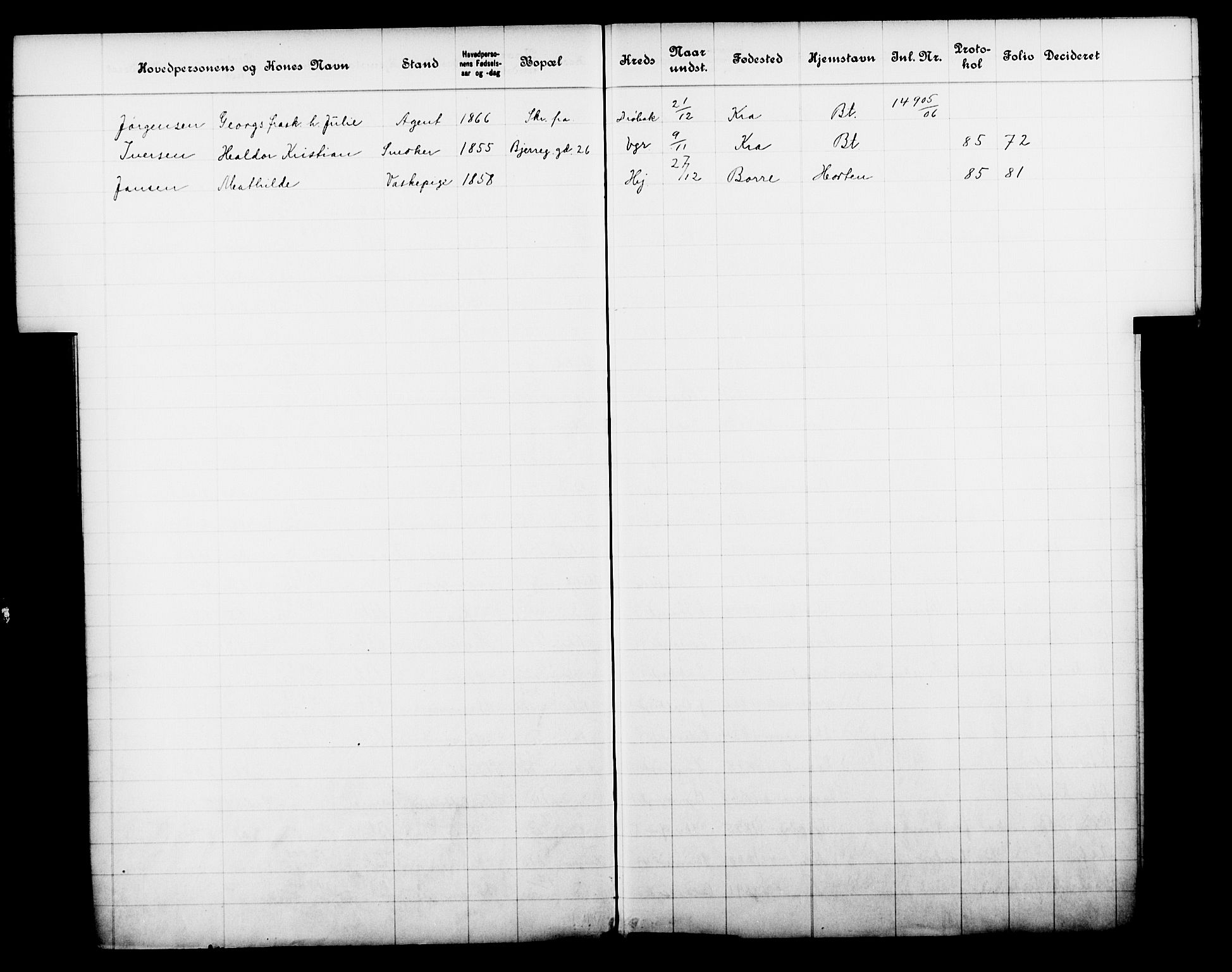 Fattigvesenet, OBA/A-20045/Fb/L0025: Hjemstavnsregister, 1906, p. 82