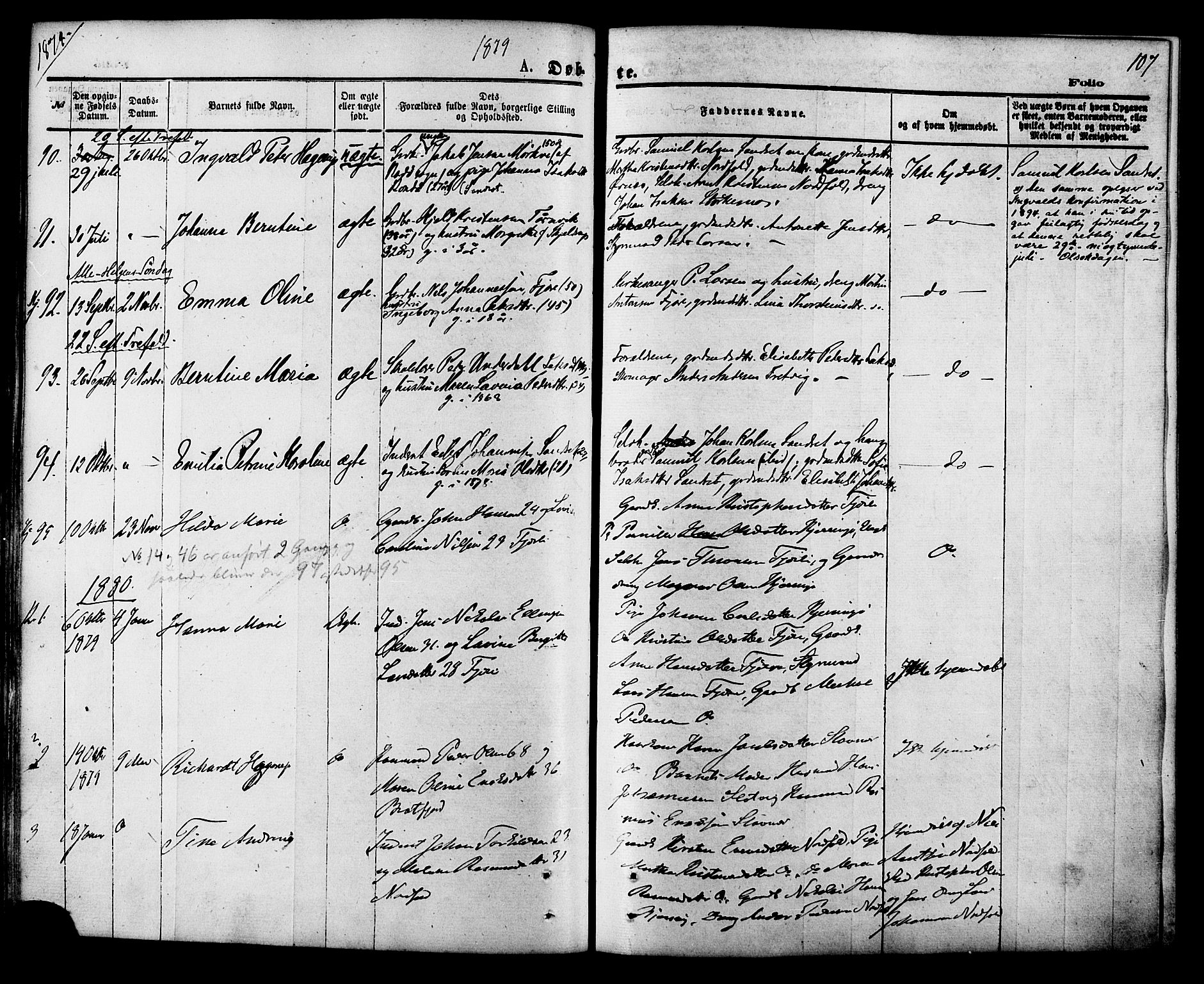 Ministerialprotokoller, klokkerbøker og fødselsregistre - Nordland, SAT/A-1459/853/L0771: Parish register (official) no. 853A10, 1870-1881, p. 107