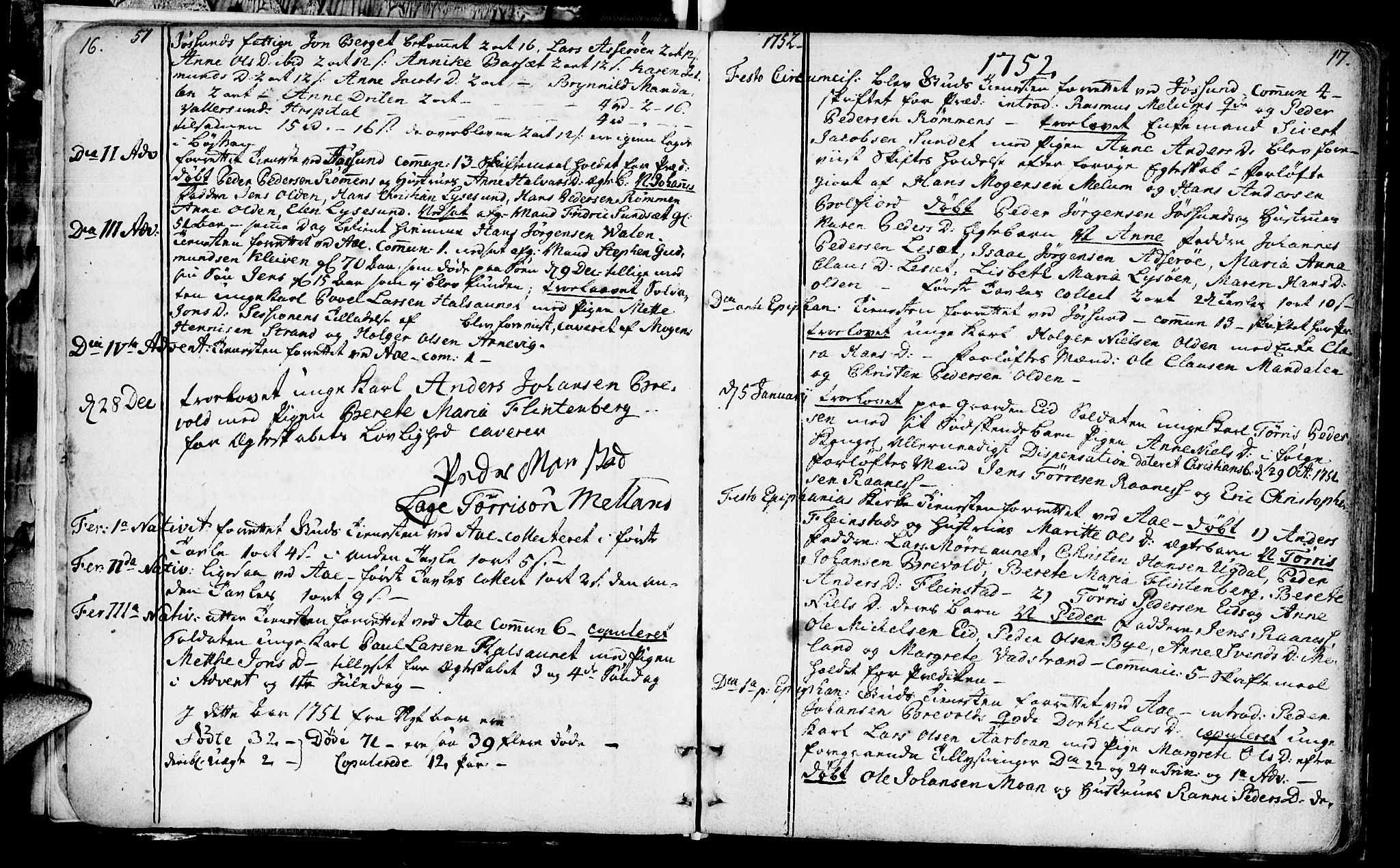 Ministerialprotokoller, klokkerbøker og fødselsregistre - Sør-Trøndelag, SAT/A-1456/655/L0672: Parish register (official) no. 655A01, 1750-1779, p. 16-17