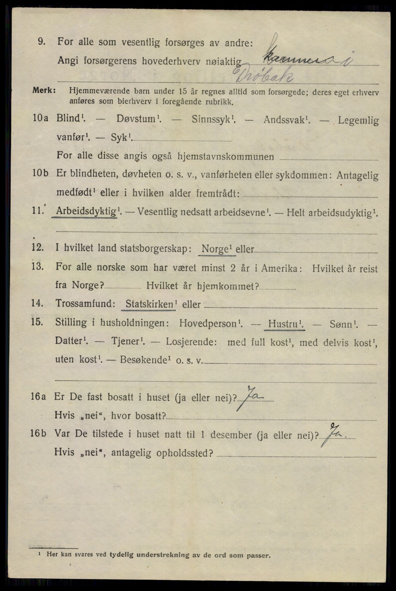 SAO, 1920 census for Drøbak, 1920, p. 3352