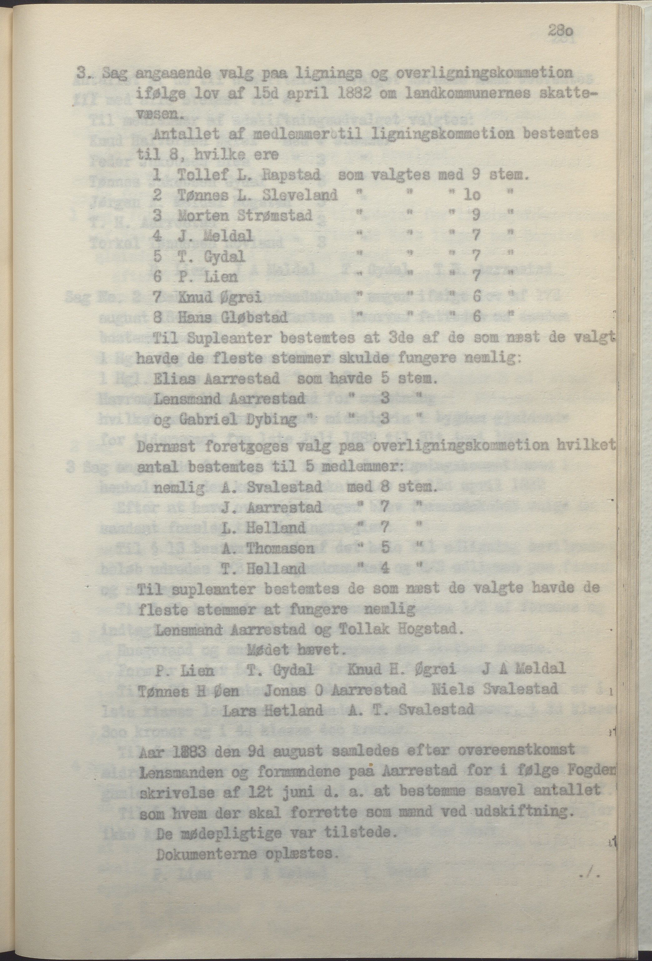 Helleland kommune - Formannskapet, IKAR/K-100479/A/Ab/L0002: Avskrift av møtebok, 1866-1887, p. 280