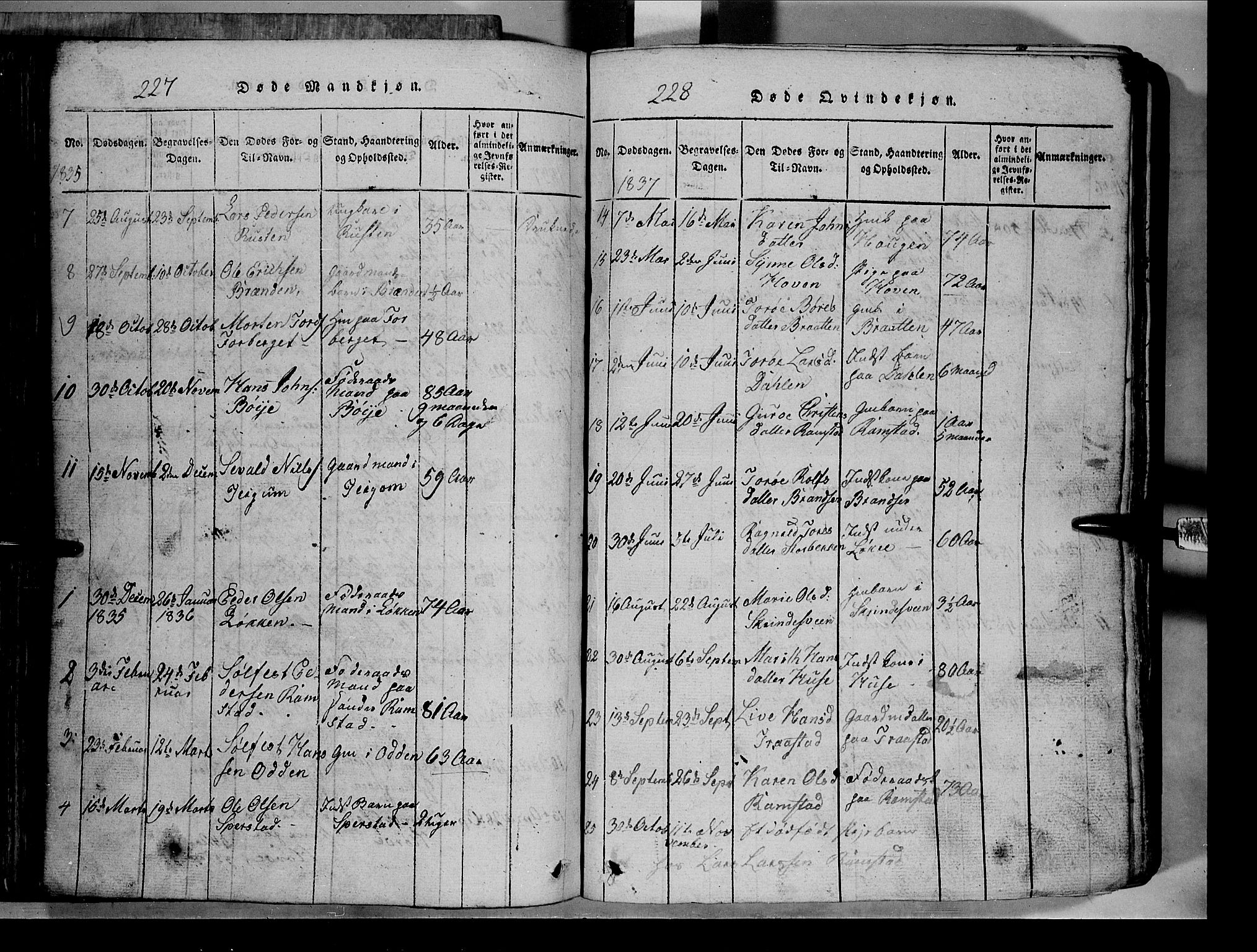 Lom prestekontor, SAH/PREST-070/L/L0003: Parish register (copy) no. 3, 1815-1844, p. 227-228