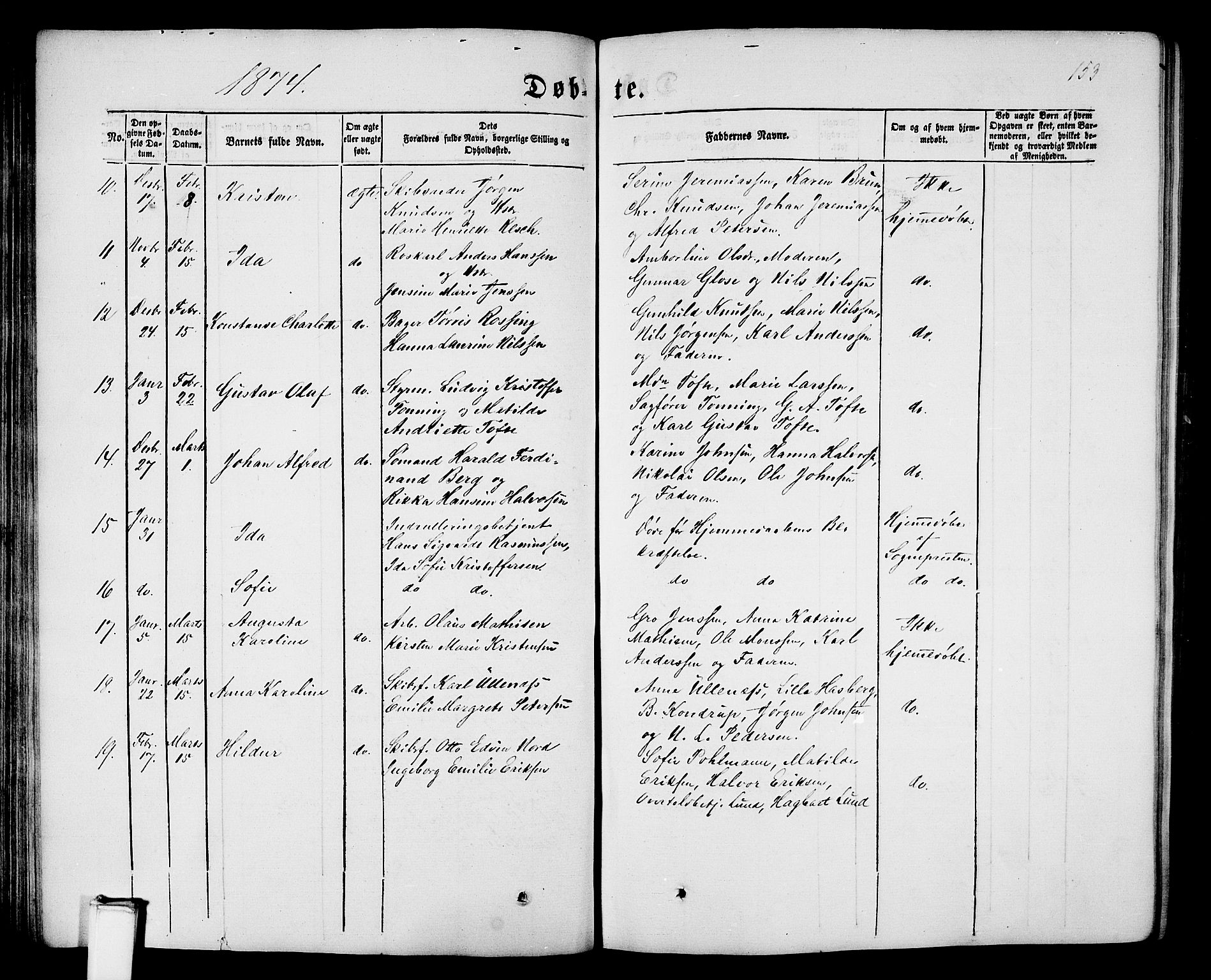 Porsgrunn kirkebøker , SAKO/A-104/G/Gb/L0004: Parish register (copy) no. II 4, 1853-1882, p. 153