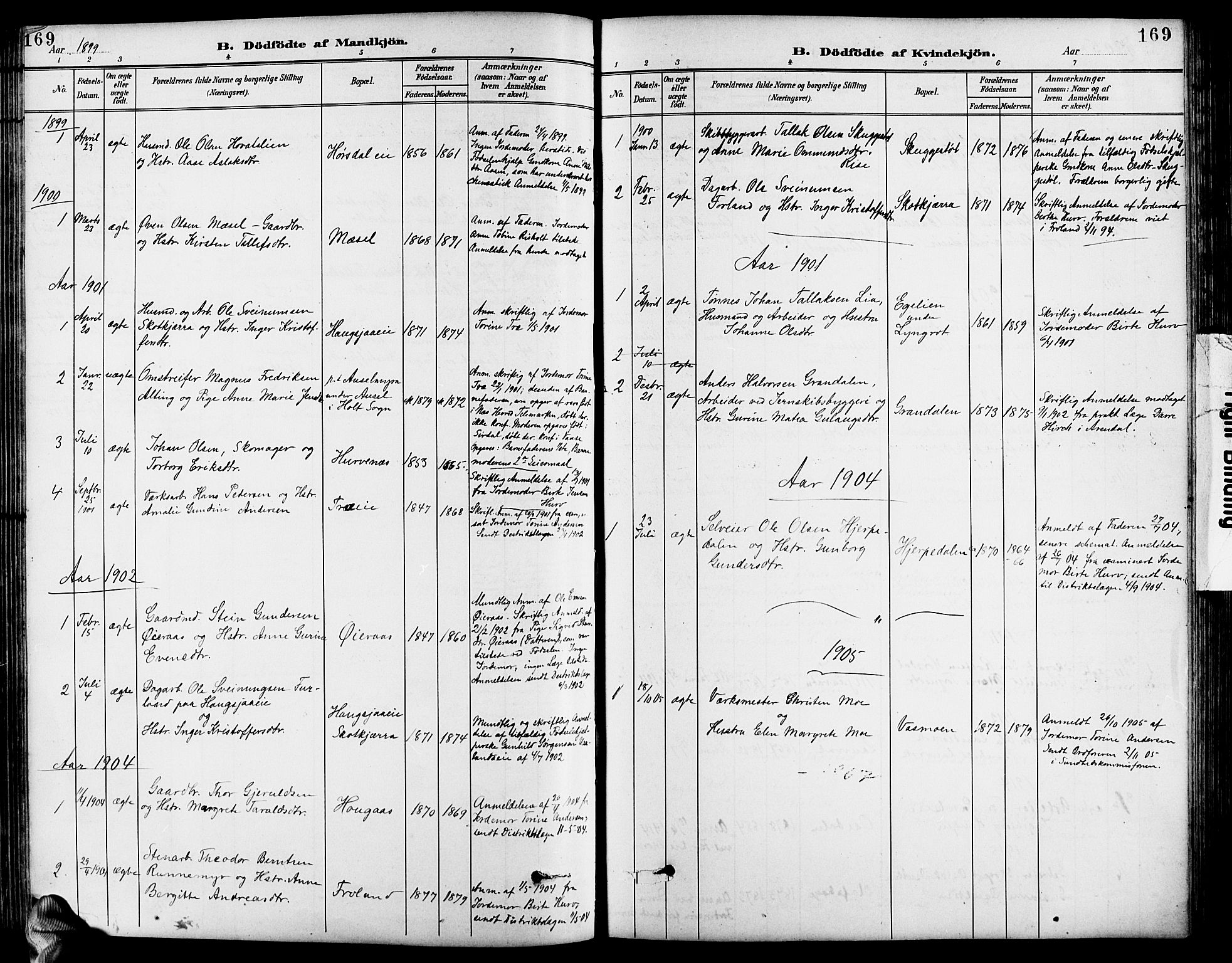 Froland sokneprestkontor, AV/SAK-1111-0013/F/Fb/L0010: Parish register (copy) no. B 10, 1893-1920, p. 169