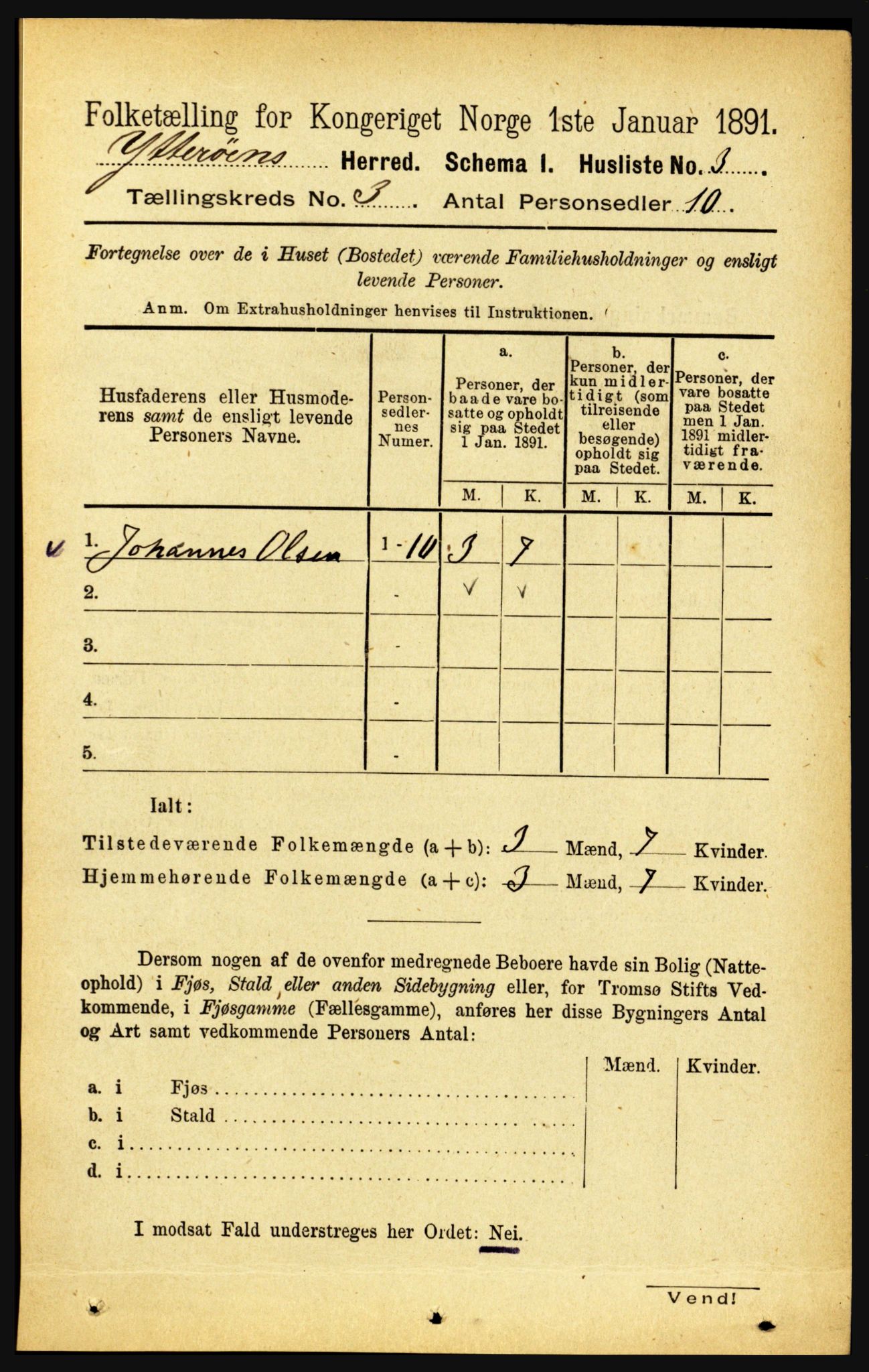 RA, 1891 census for 1722 Ytterøy, 1891, p. 1174