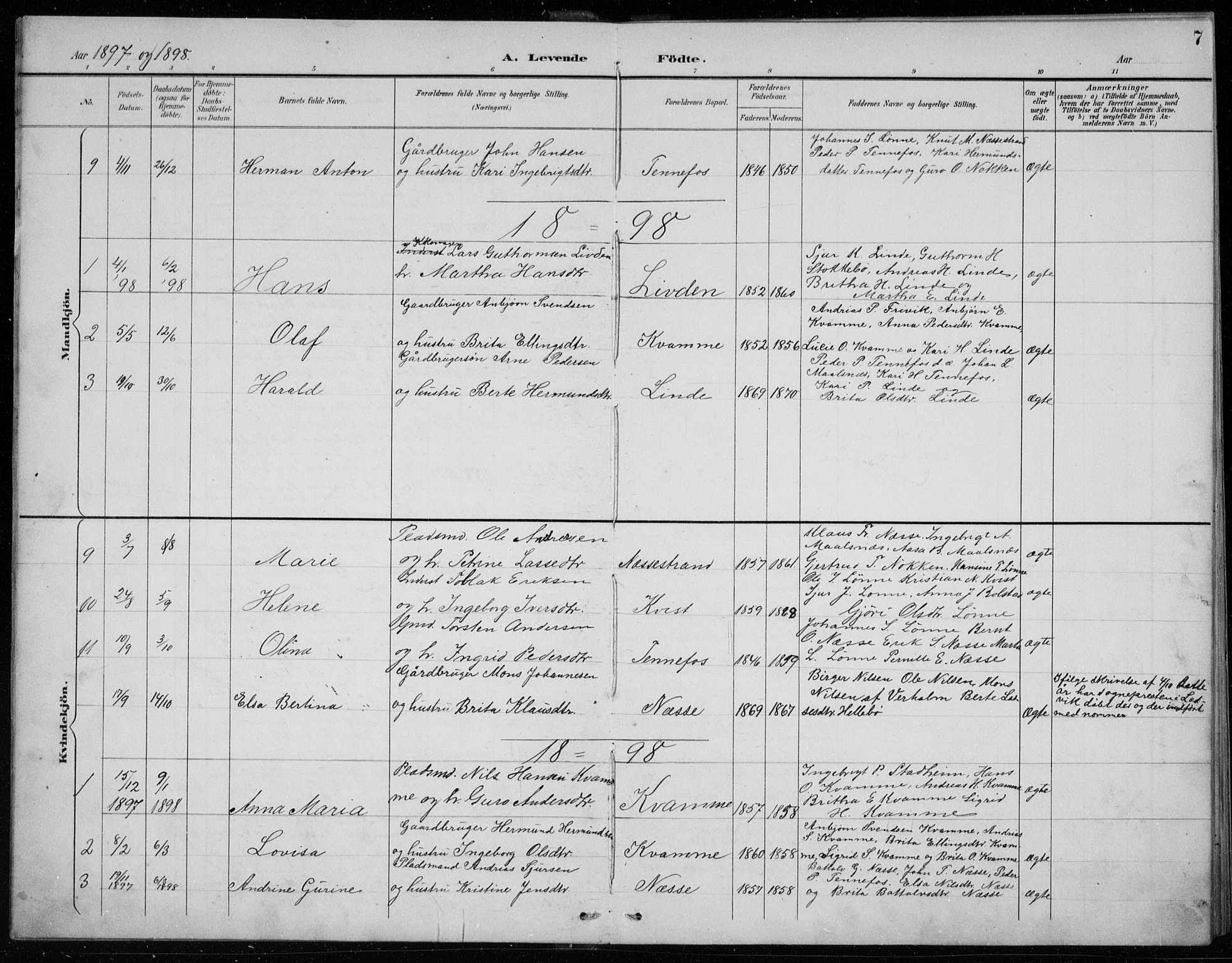 Balestrand sokneprestembete, AV/SAB-A-79601/H/Hab/Habc/L0003: Parish register (copy) no. C 3, 1895-1927, p. 7