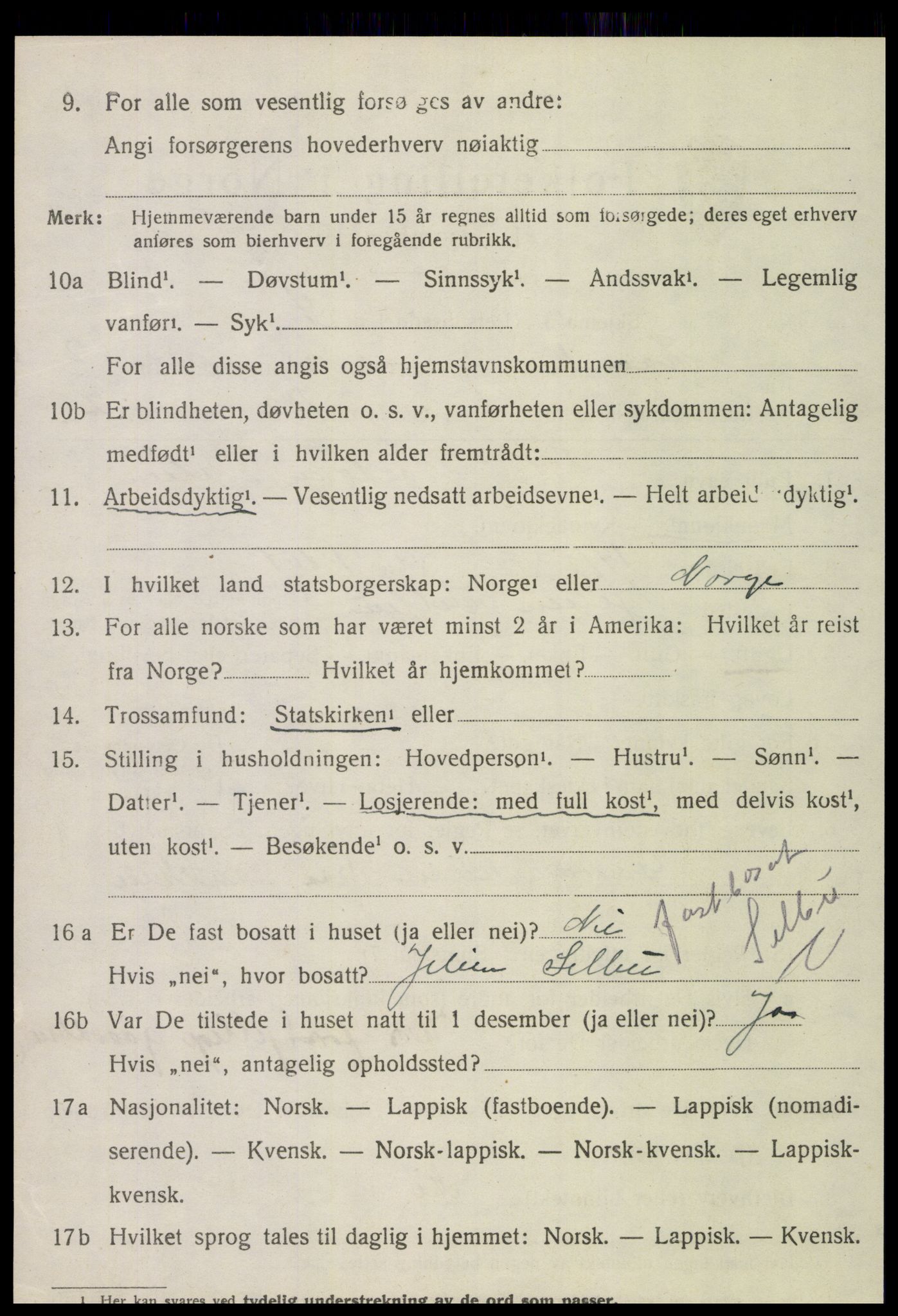 SAT, 1920 census for Lånke, 1920, p. 1045