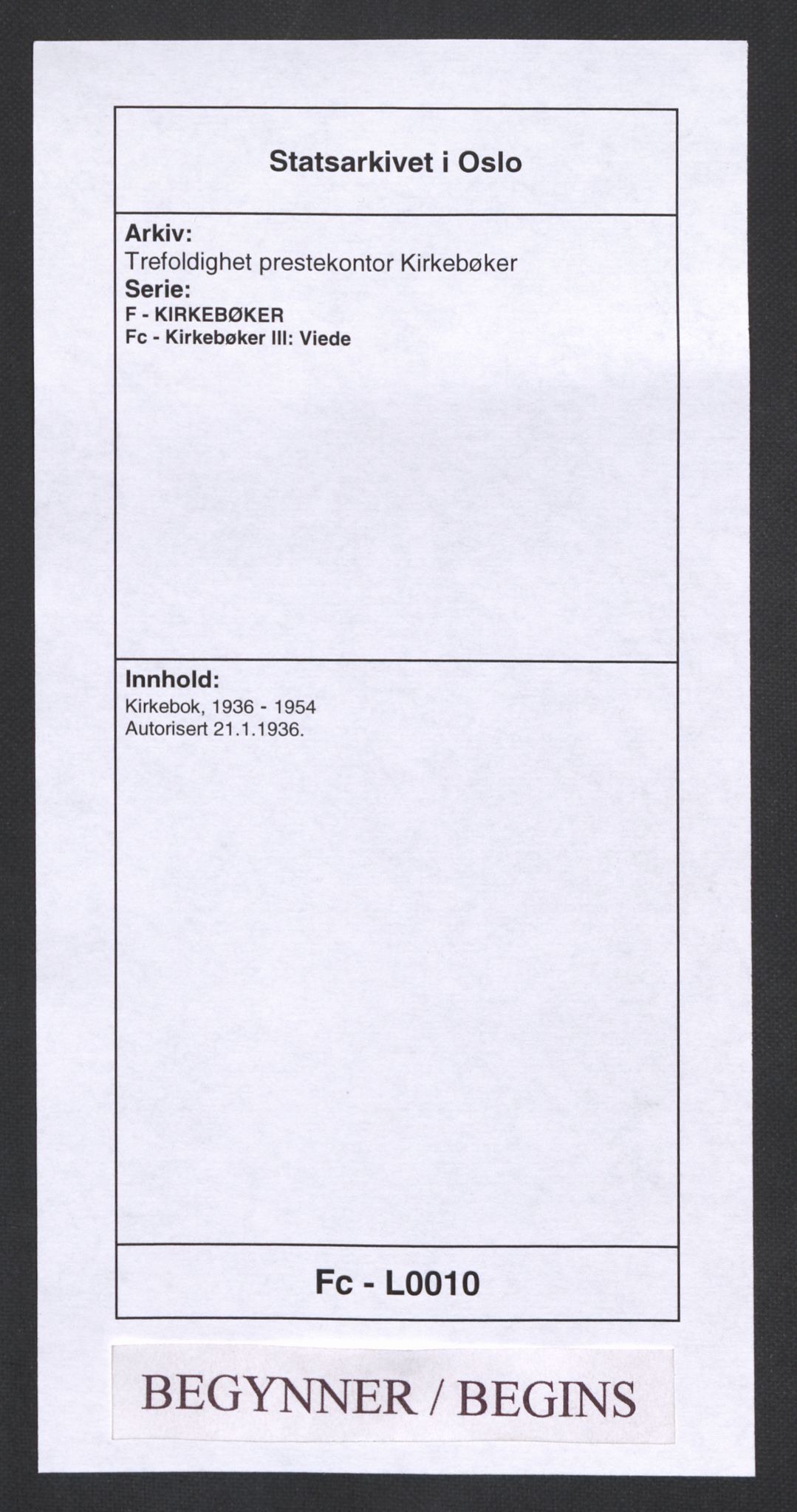 Trefoldighet prestekontor Kirkebøker, SAO/A-10882/F/Fc/L0010: Parish register (official) no. III 10, 1936-1954