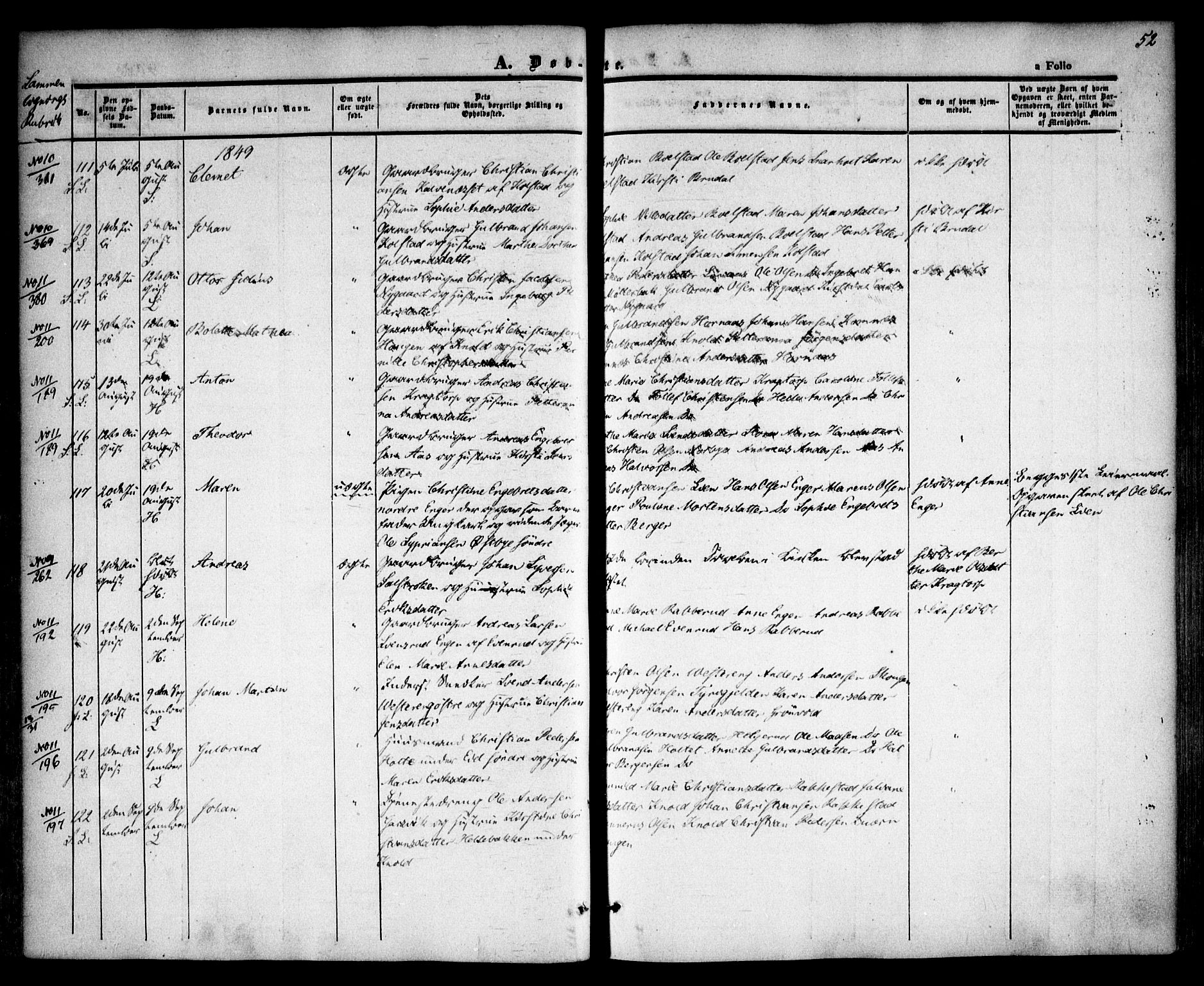 Høland prestekontor Kirkebøker, SAO/A-10346a/F/Fa/L0009: Parish register (official) no. I 9, 1846-1853, p. 52