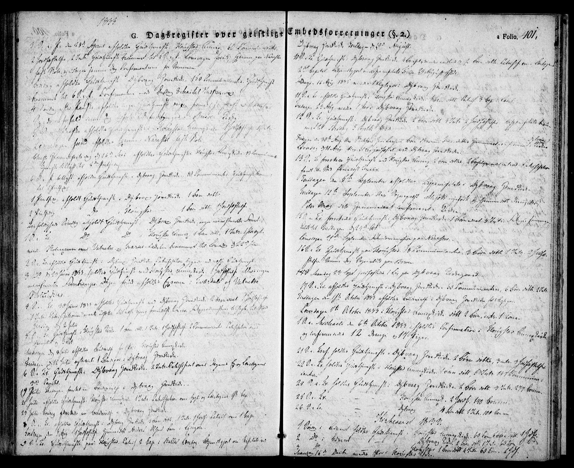 Dypvåg sokneprestkontor, SAK/1111-0007/F/Fa/Faa/L0004: Parish register (official) no. A 4, 1824-1840, p. 401