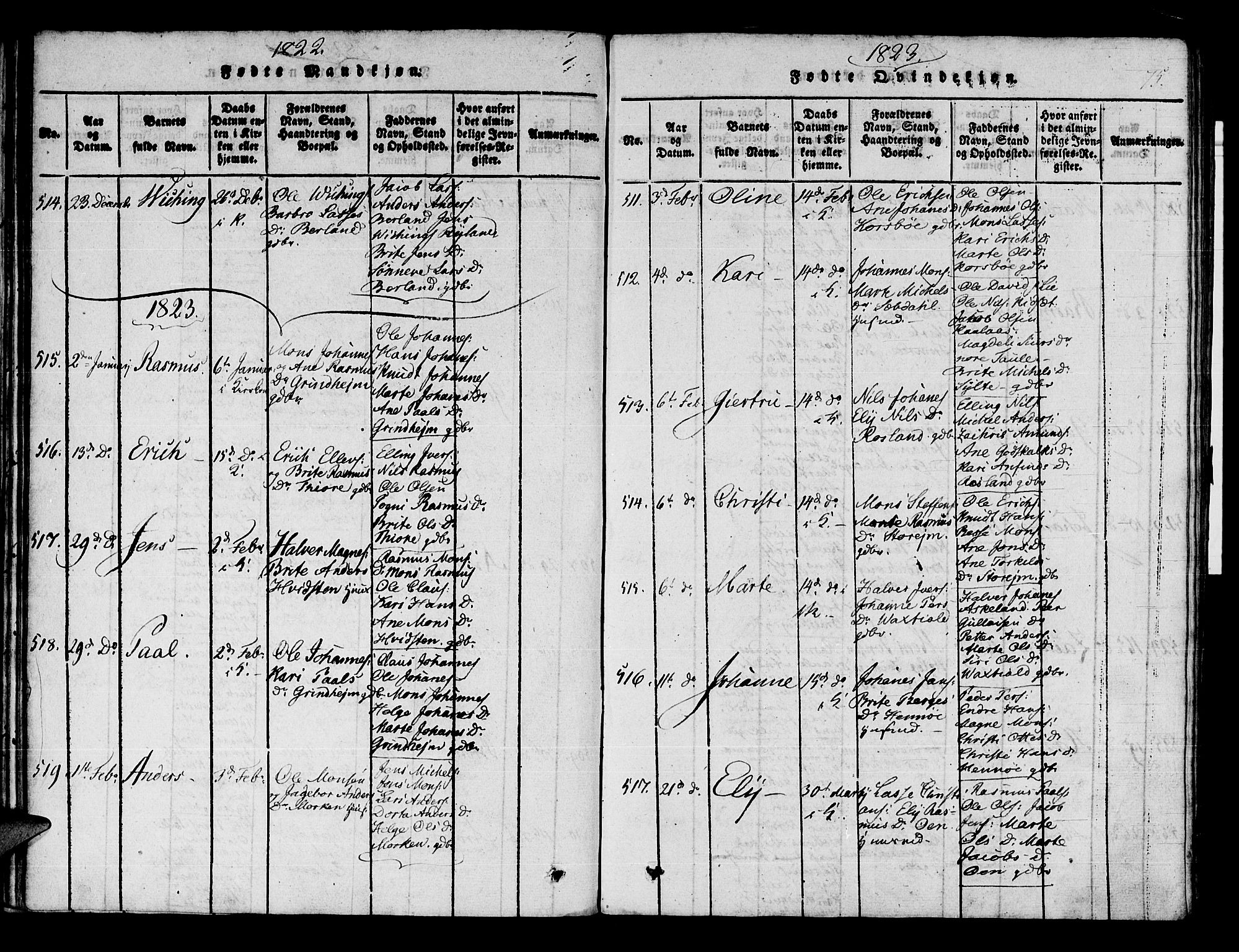 Manger sokneprestembete, AV/SAB-A-76801/H/Haa: Parish register (official) no. A 3, 1816-1824, p. 75