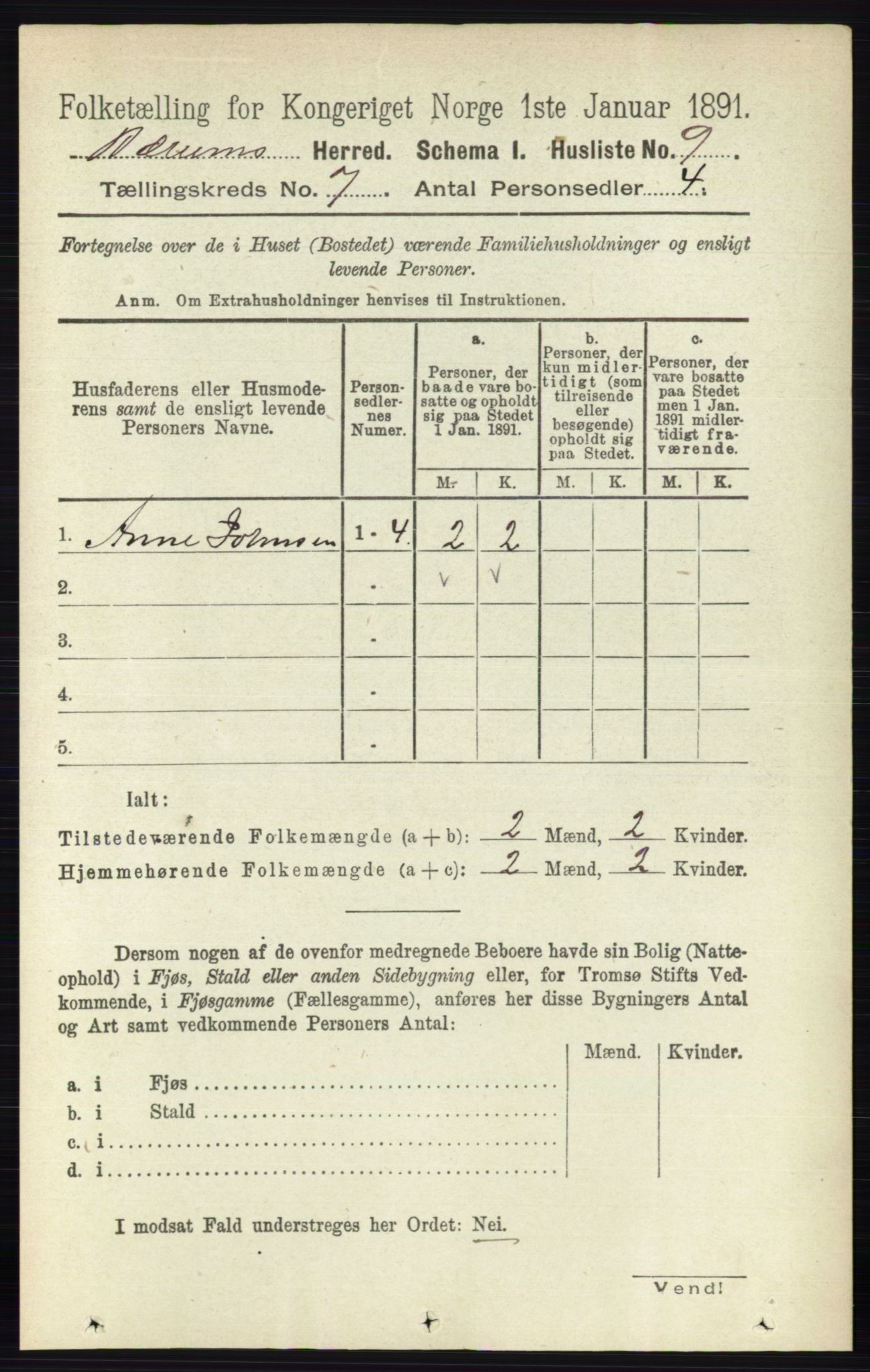 RA, 1891 census for 0219 Bærum, 1891, p. 4046