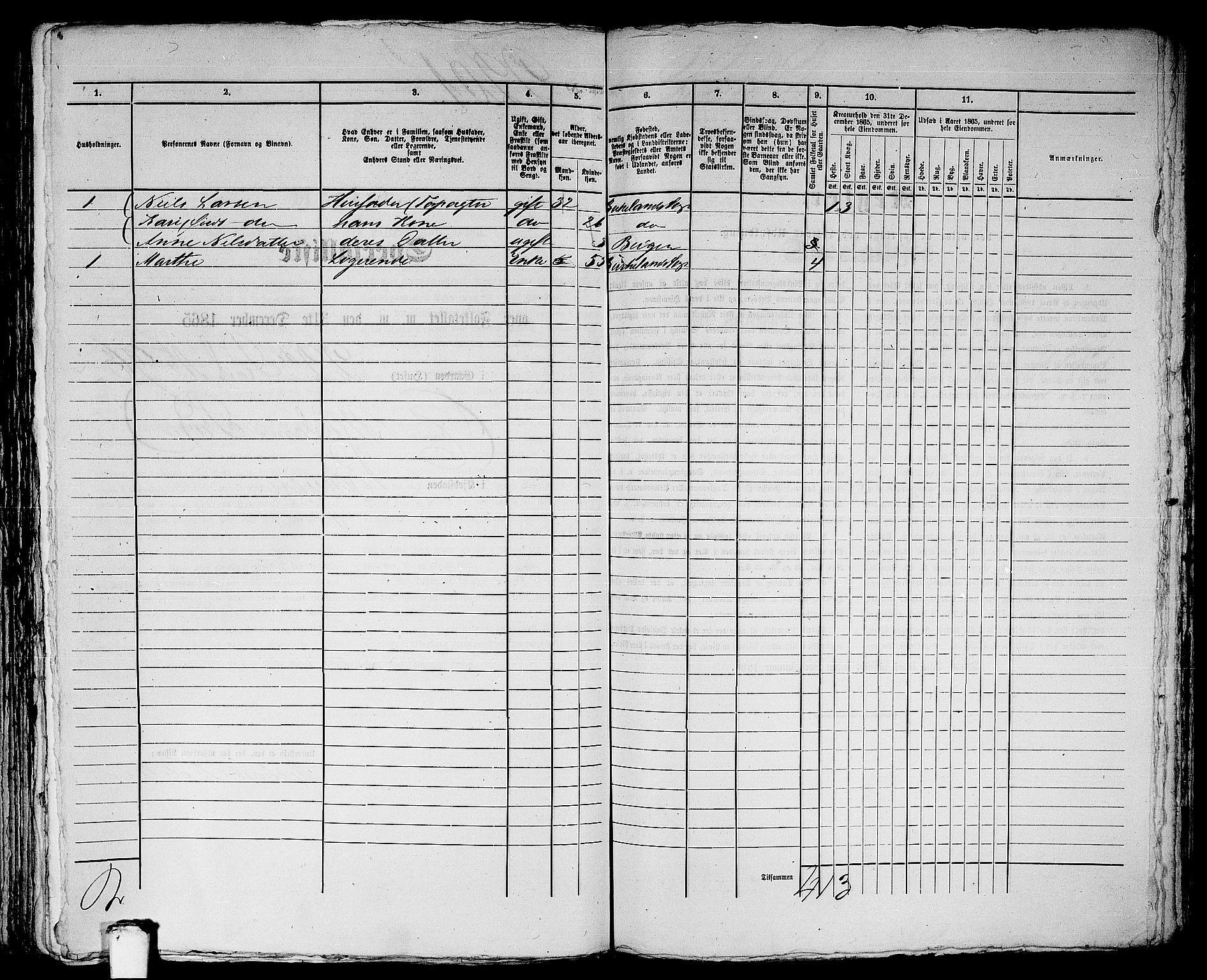 RA, 1865 census for Bergen, 1865, p. 4499