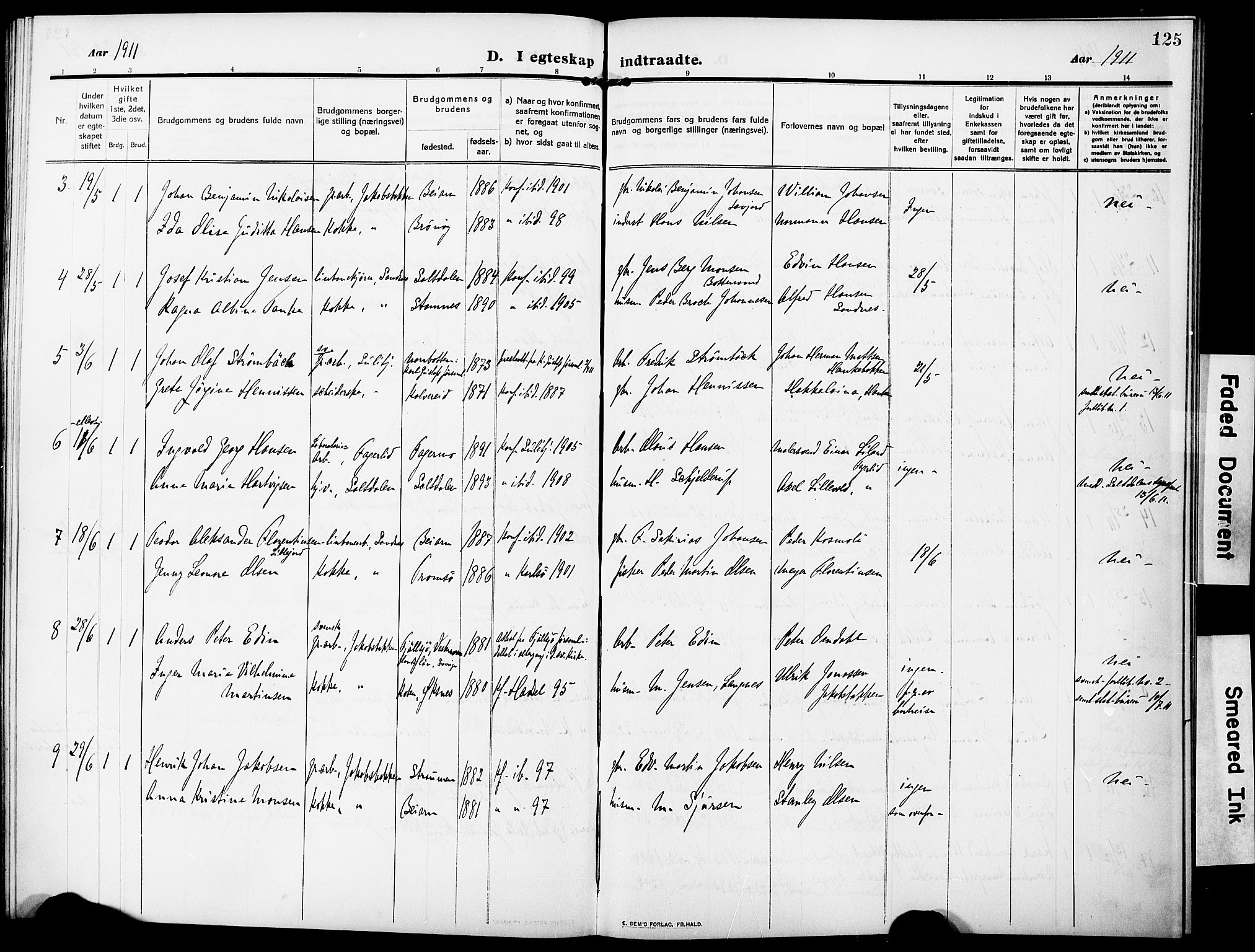 Ministerialprotokoller, klokkerbøker og fødselsregistre - Nordland, AV/SAT-A-1459/850/L0710: Parish register (official) no. 850A02, 1910-1920, p. 125