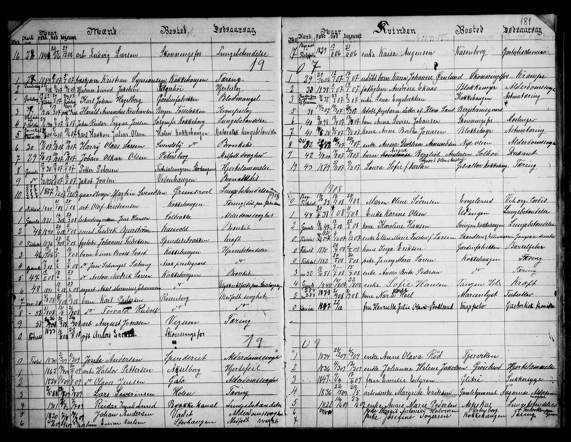Berg prestekontor Kirkebøker, AV/SAO-A-10902/G/Gb/L0001: Parish register (copy) no. II 1, 1874-1946, p. 181
