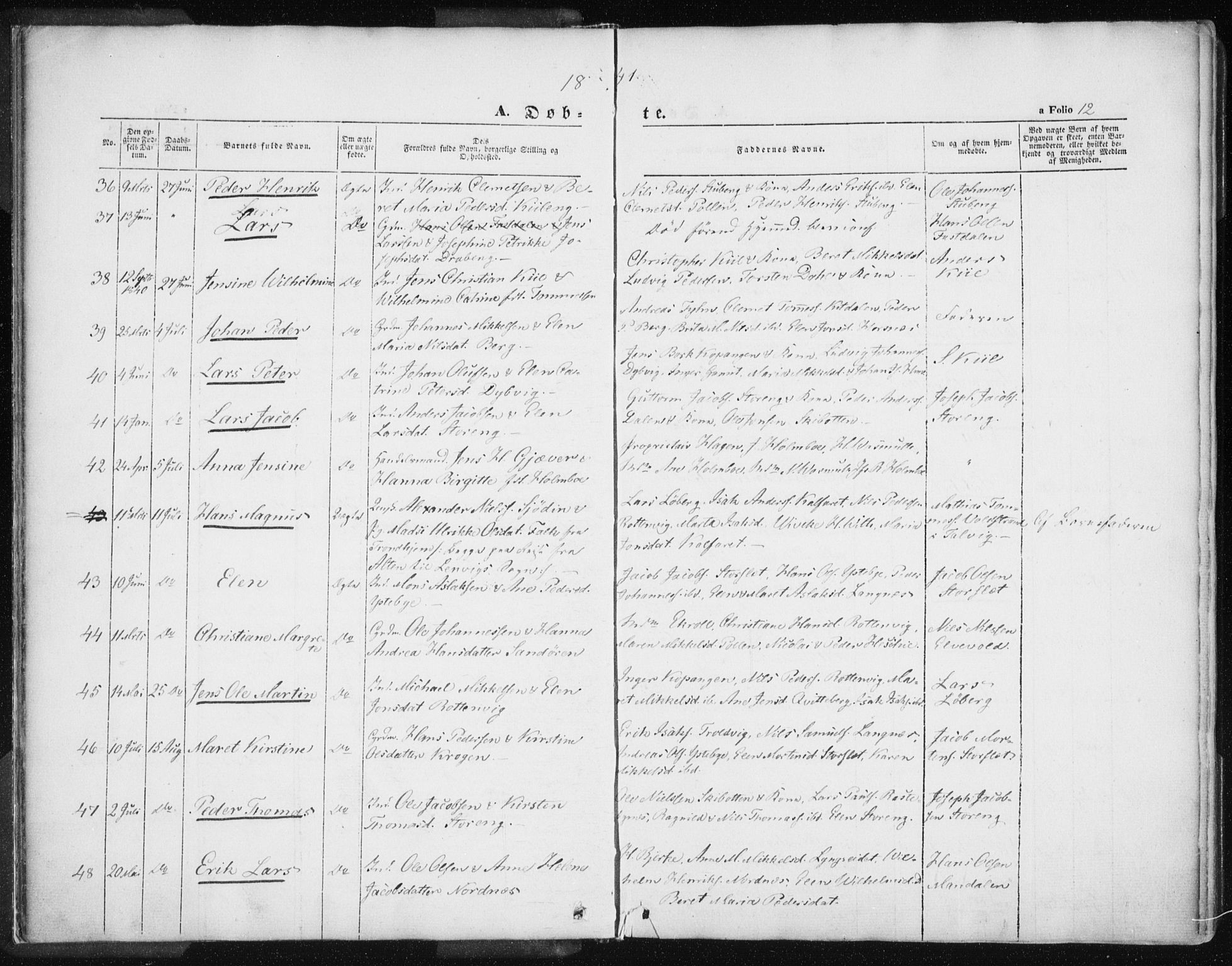 Lyngen sokneprestembete, SATØ/S-1289/H/He/Hea/L0004kirke: Parish register (official) no. 4, 1839-1858, p. 12